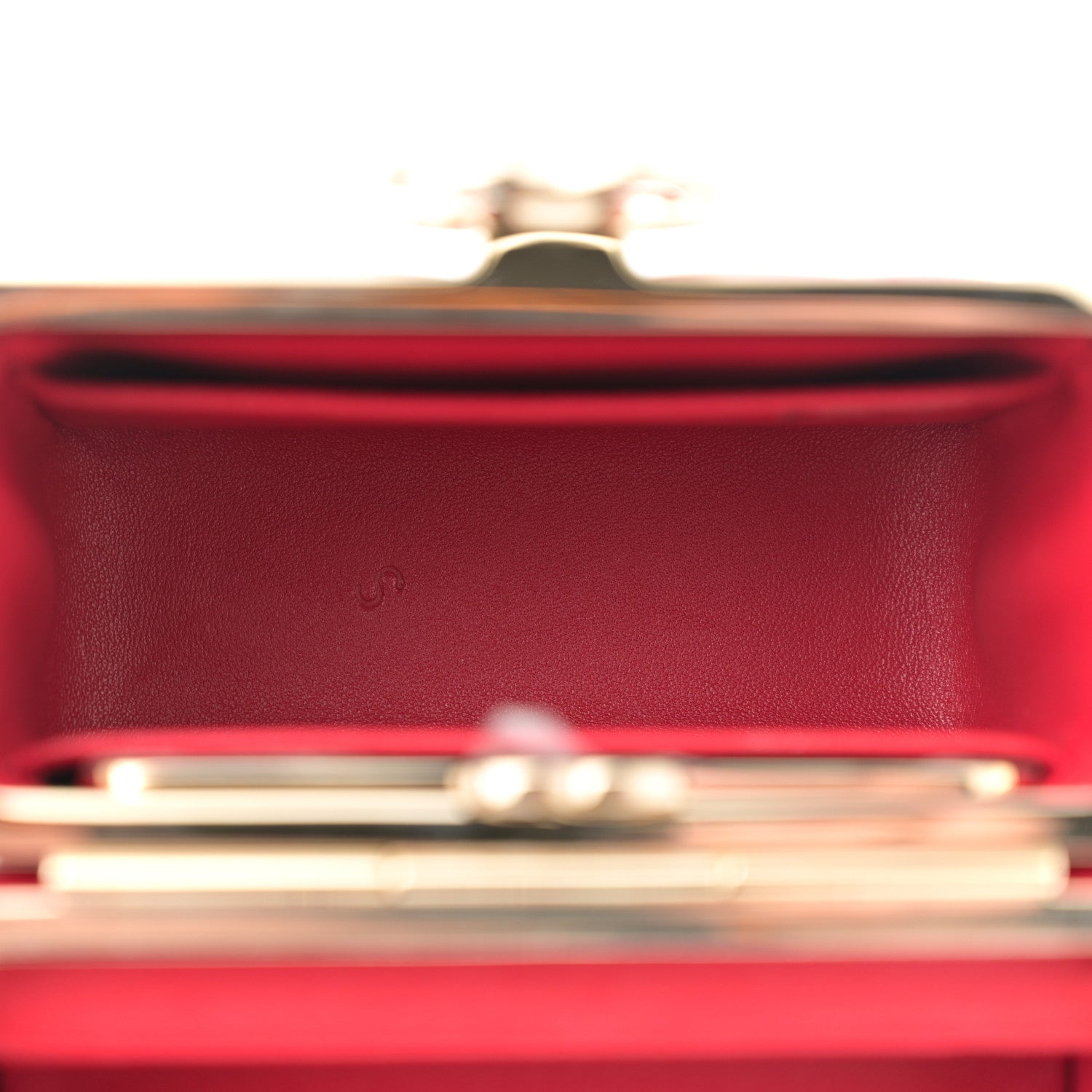 Lambskin Quilted Small Box With Chain Red