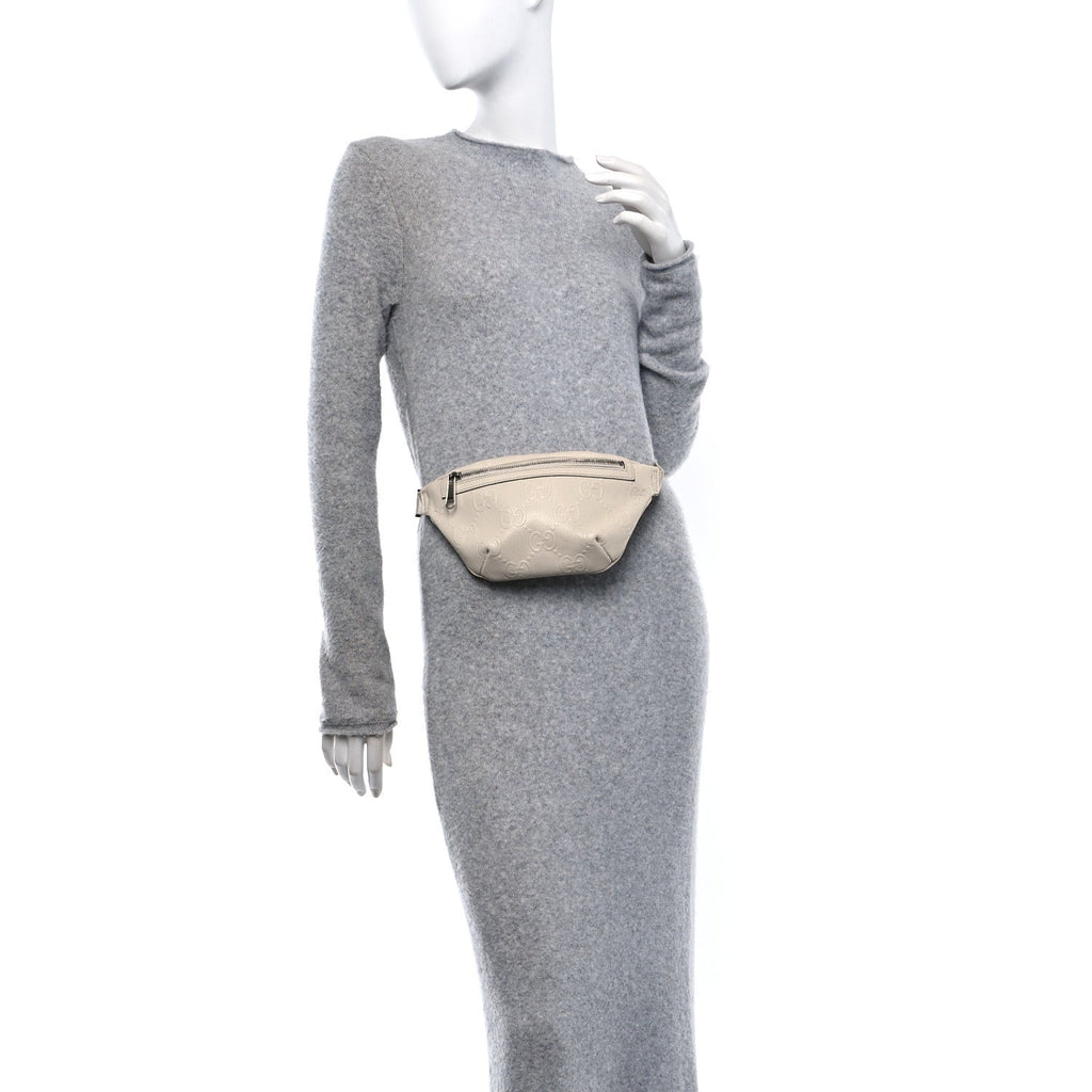 Calfskin GG Tennis Embossed Belt Bag Mystic White