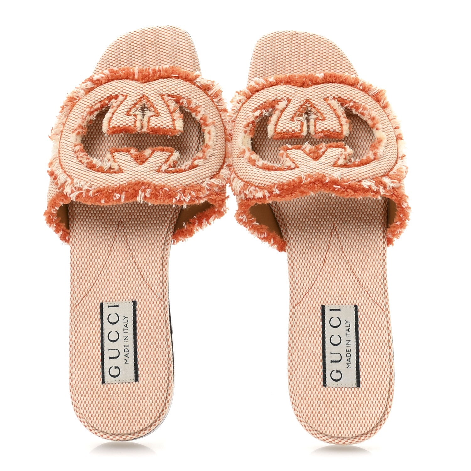 Canvas Interlocking G Bicolor Mountain Slide Sandals 35.5 Orange Natural