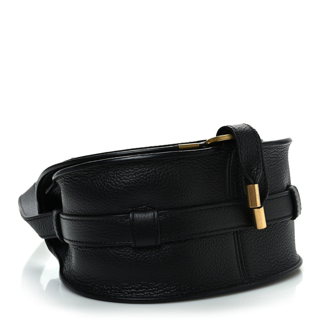 Grained Calfskin Small Marcie Saddle Bag Black