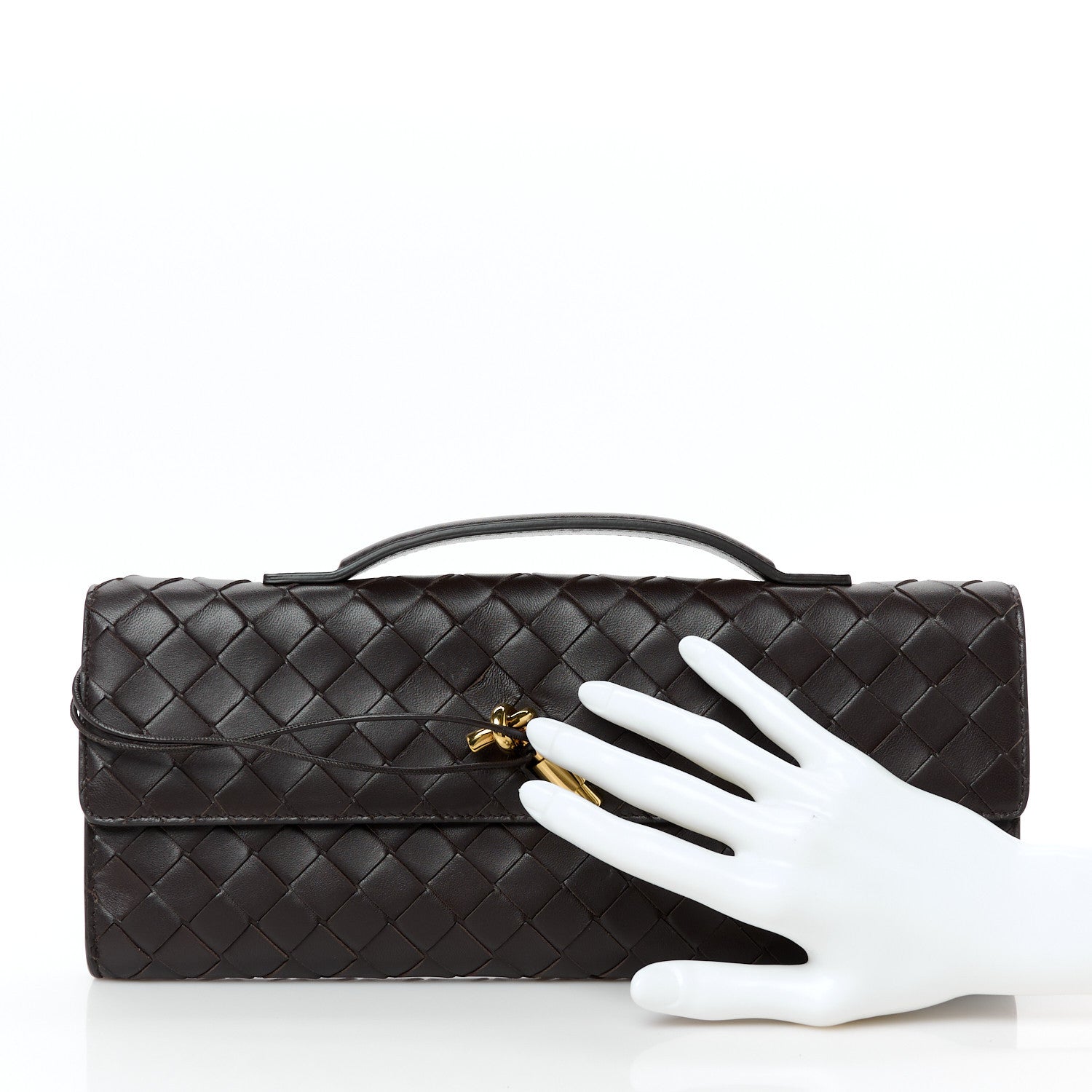 Nappa Intrecciato Long Andiamo Top Handle Clutch Fondant