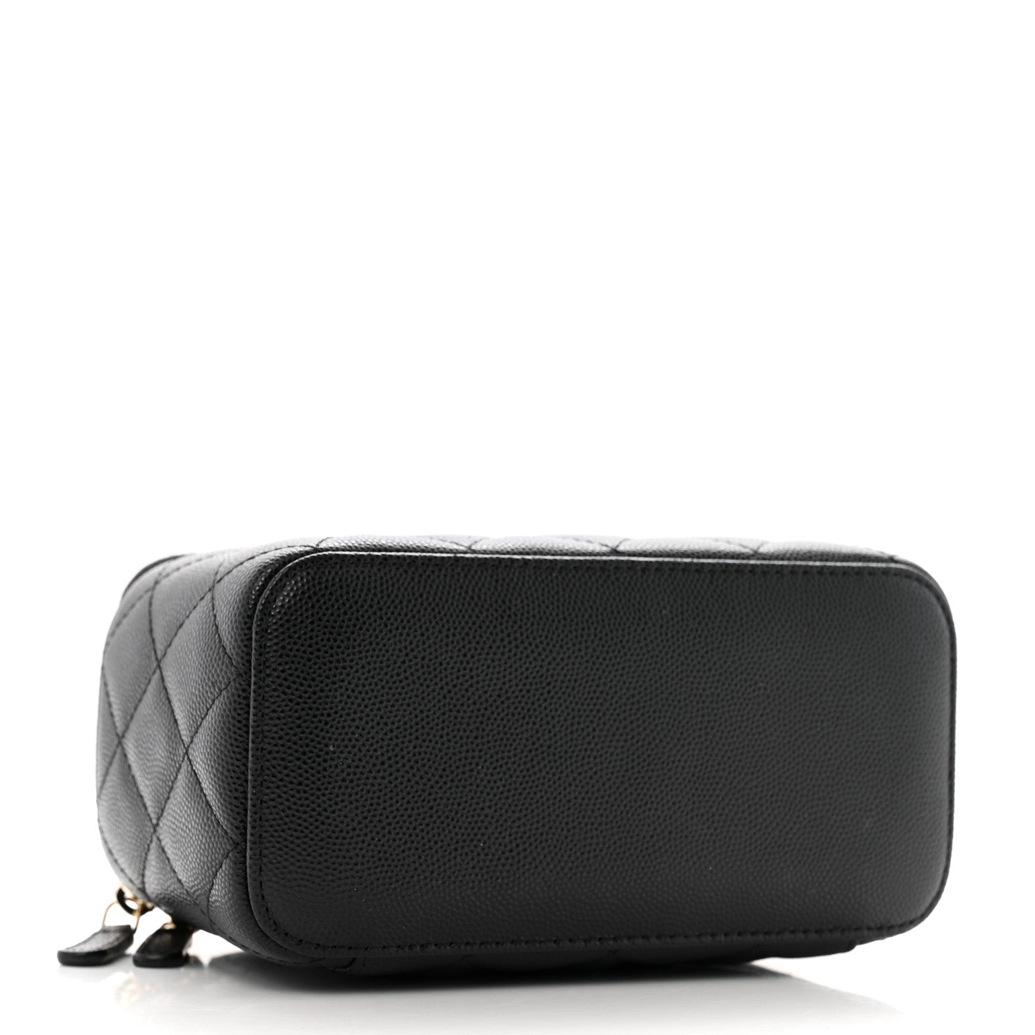 Caviar Quilted Small Vanity Case With Chain Black