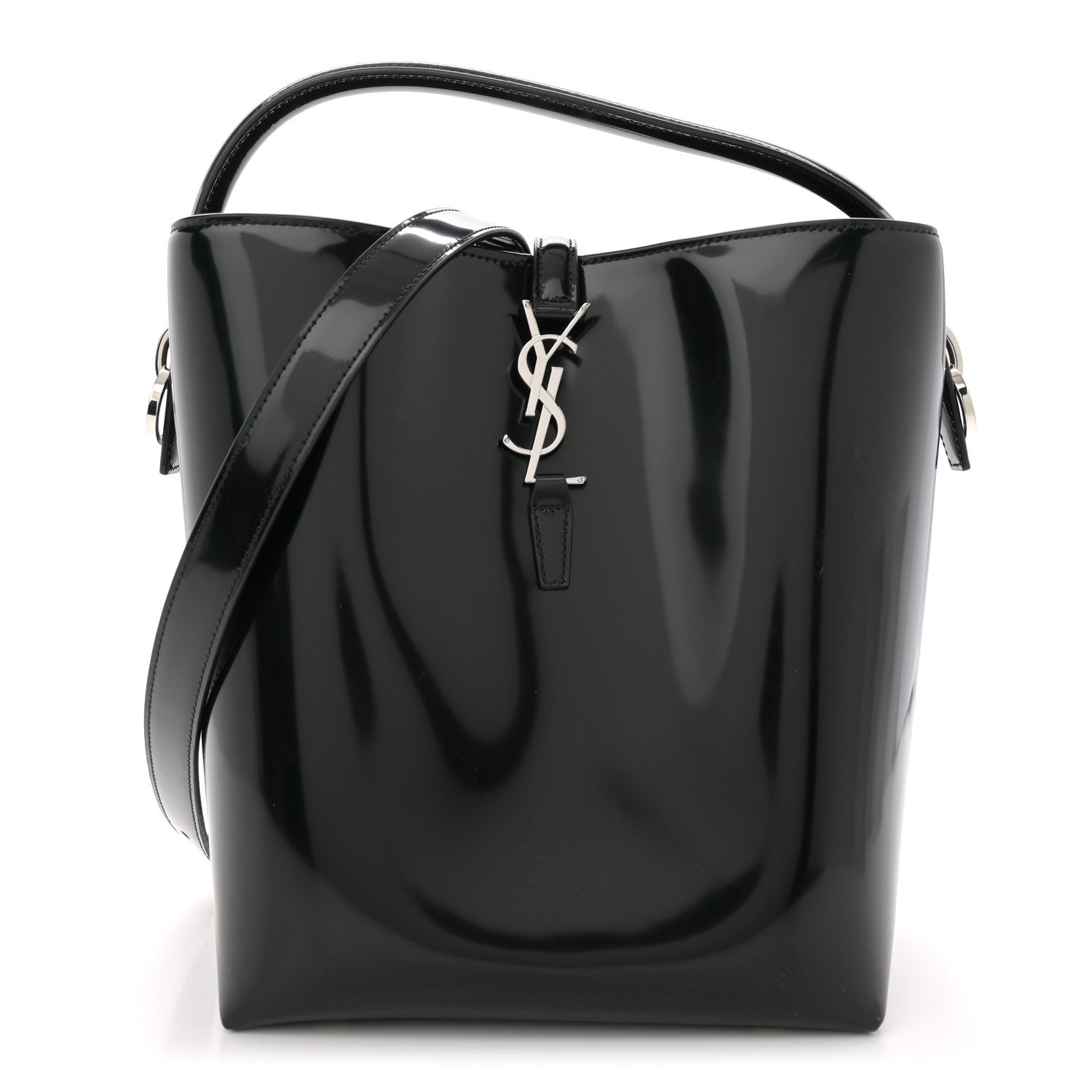 Patent Calfskin Le 37 Bucket Bag Black