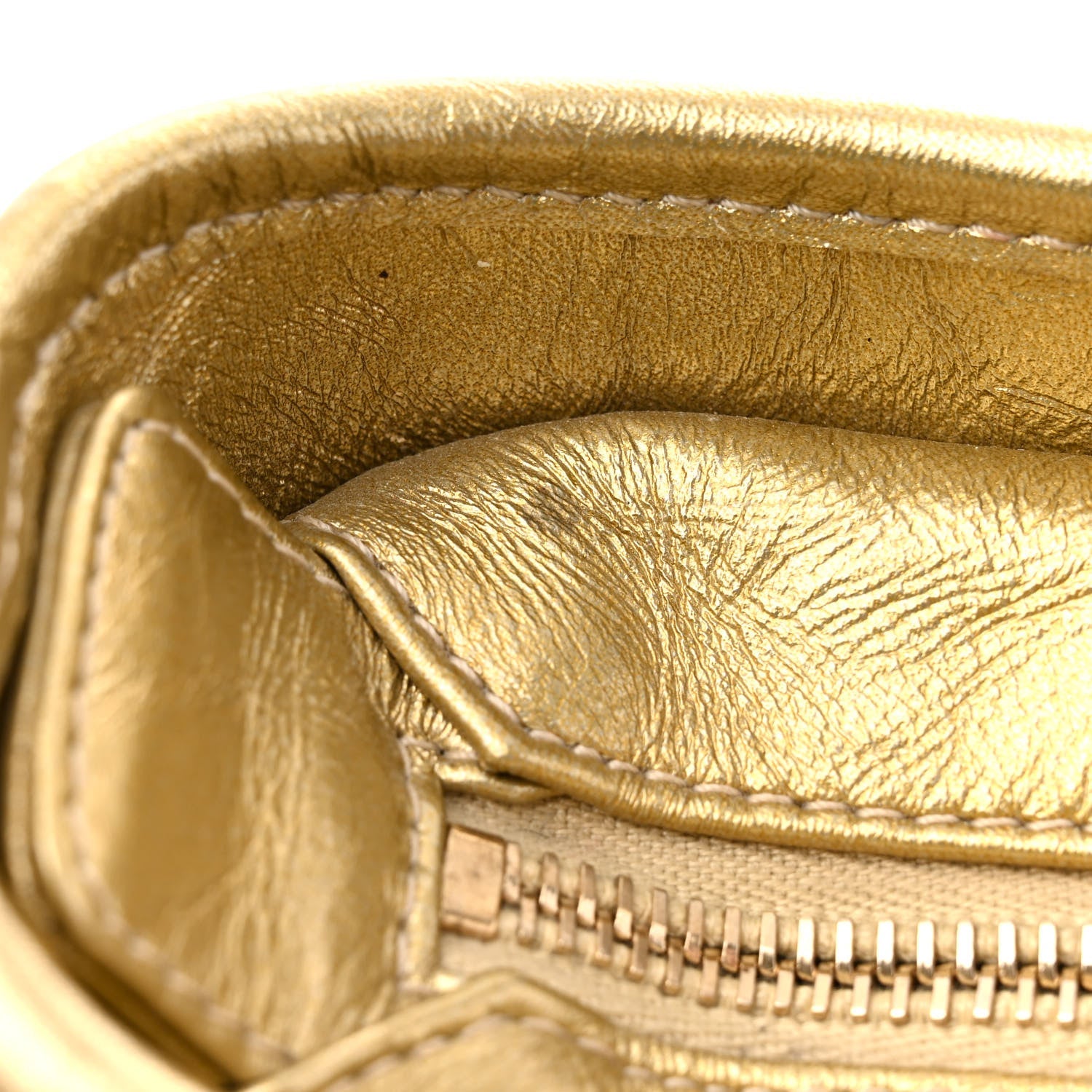 Metallic Aged Calfskin CC Quilted Small Gabrielle Hobo Gold