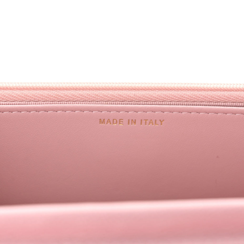Caviar Quilted Studded CC Wallet on Chain WOC Light Pink