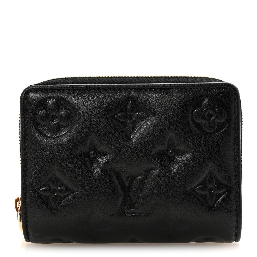Lambskin Embossed Monogram Lou Coussin Wallet Black