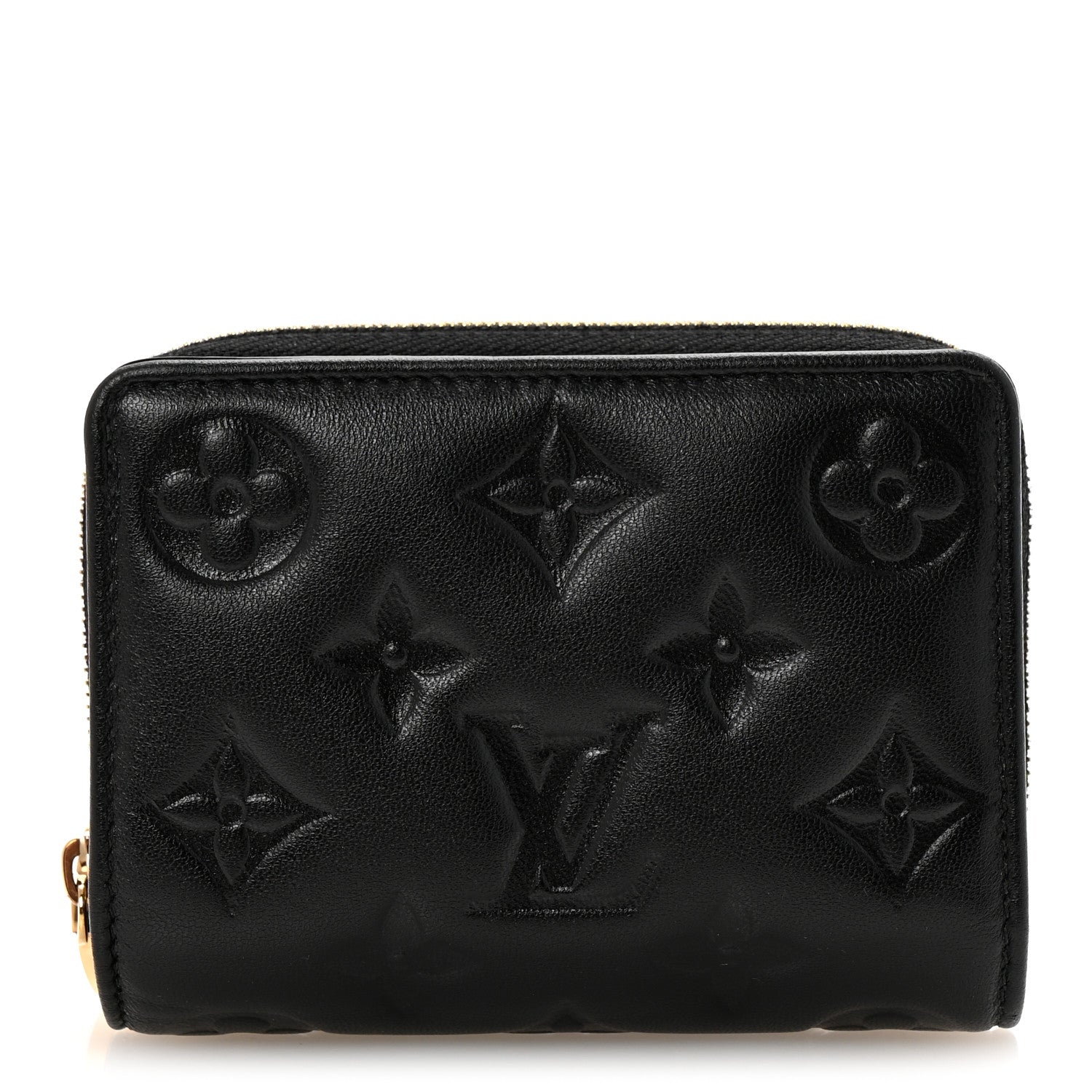 Lambskin Embossed Monogram Lou Coussin Wallet Black