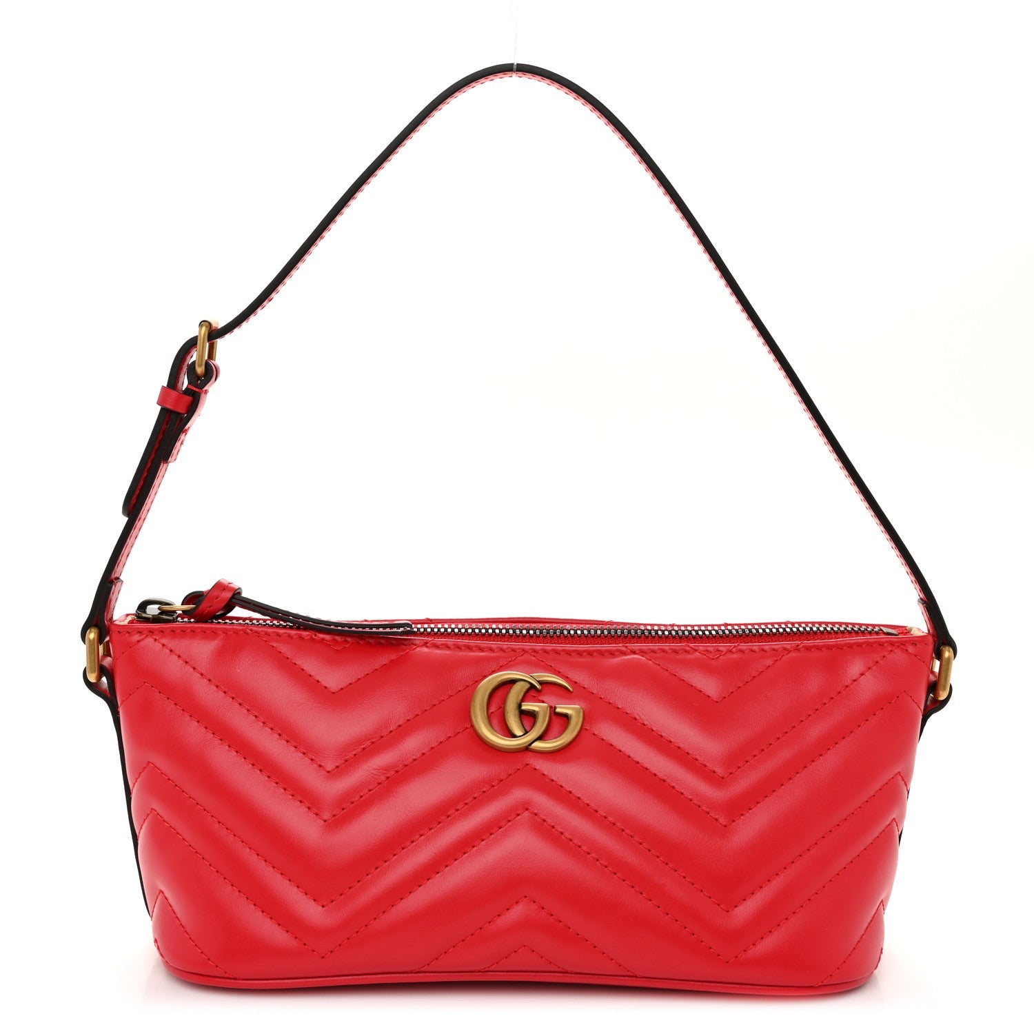Calfskin Matelasse Chevron GG Marmont Sling Shoulder Bag Rosso