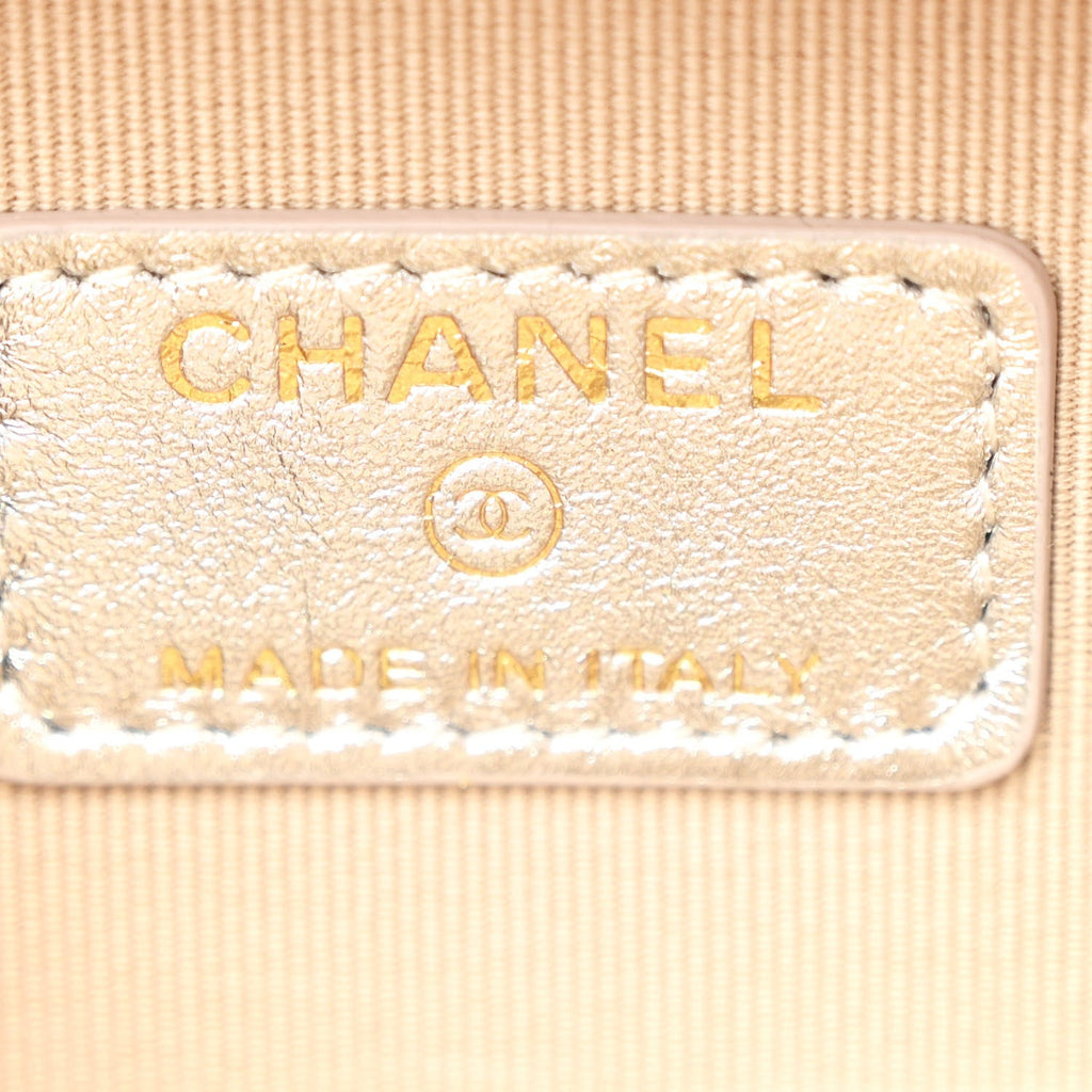 Gradient Metallic Lambskin Quilted Like A Wallet Clutch With Chain Gold Pink