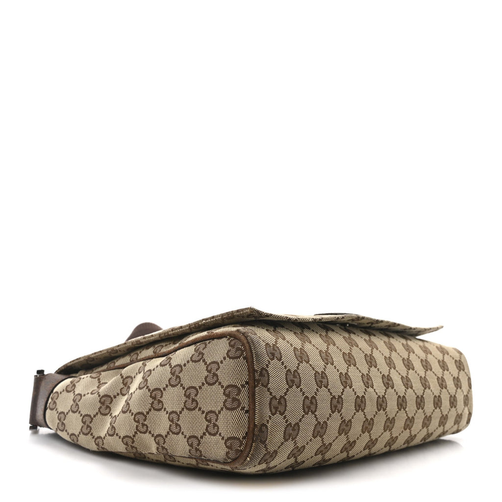 Monogram Small Flap Messenger Bag Beige Dark Brown