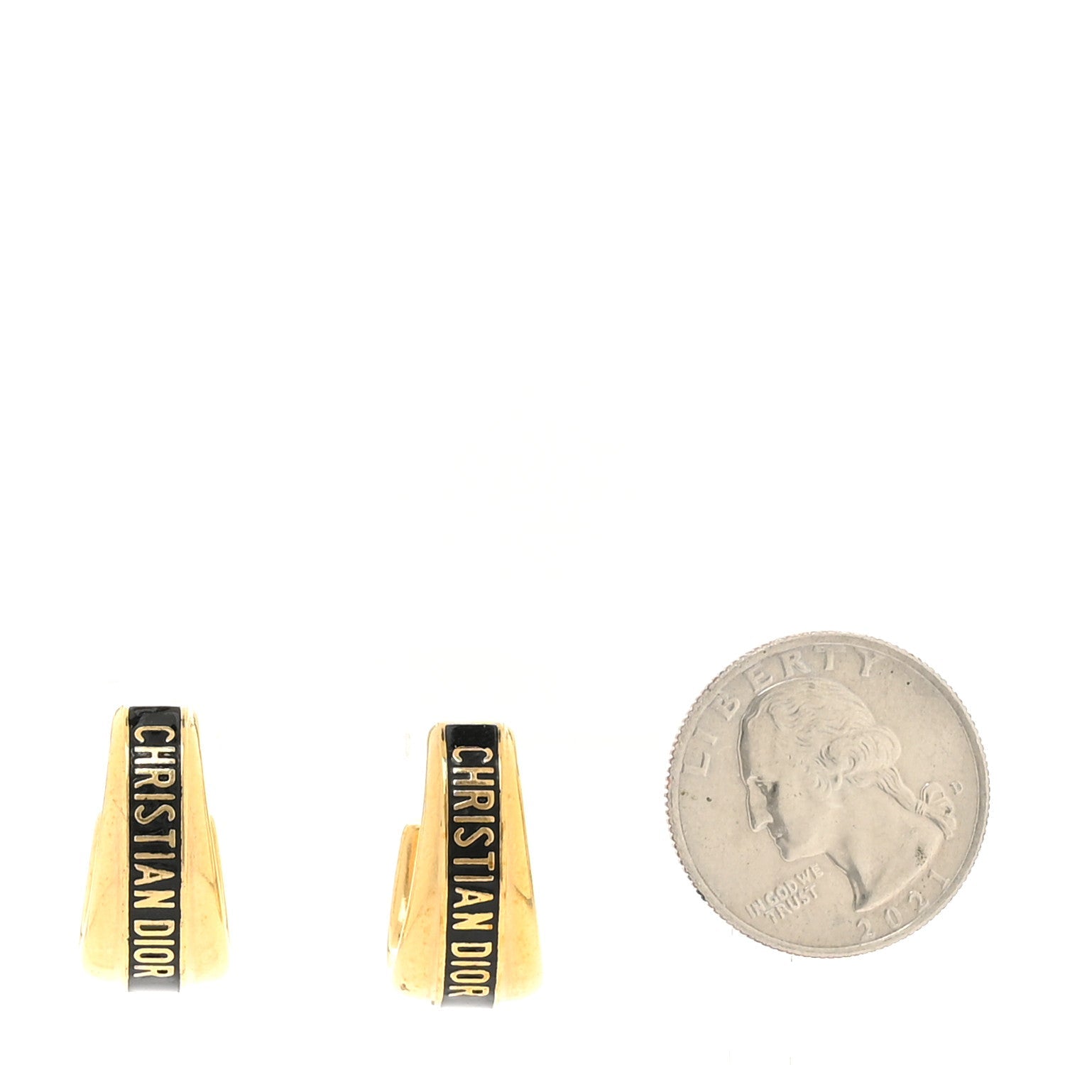 Metal Enamel Dior Code Hoop Earrings Black Gold