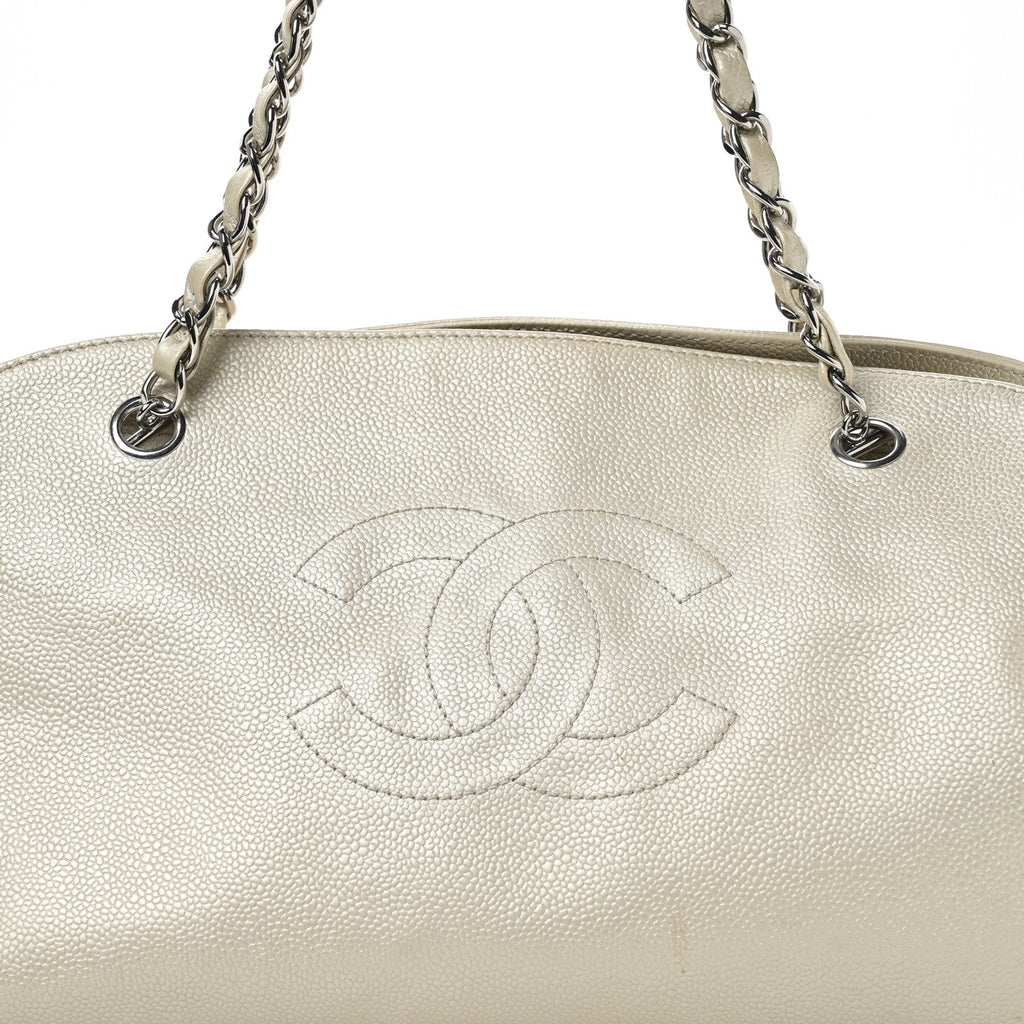 Caviar Quilted Timeless CC Bowler Bag White