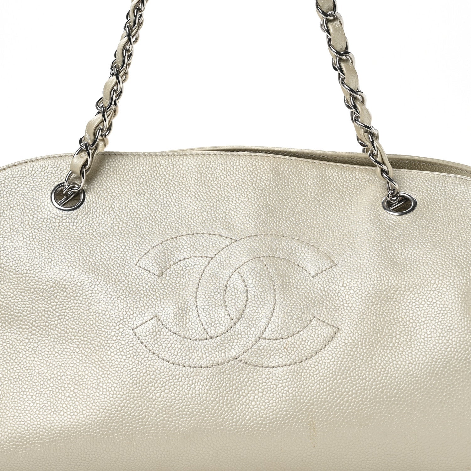 Caviar Quilted Timeless CC Bowler Bag White