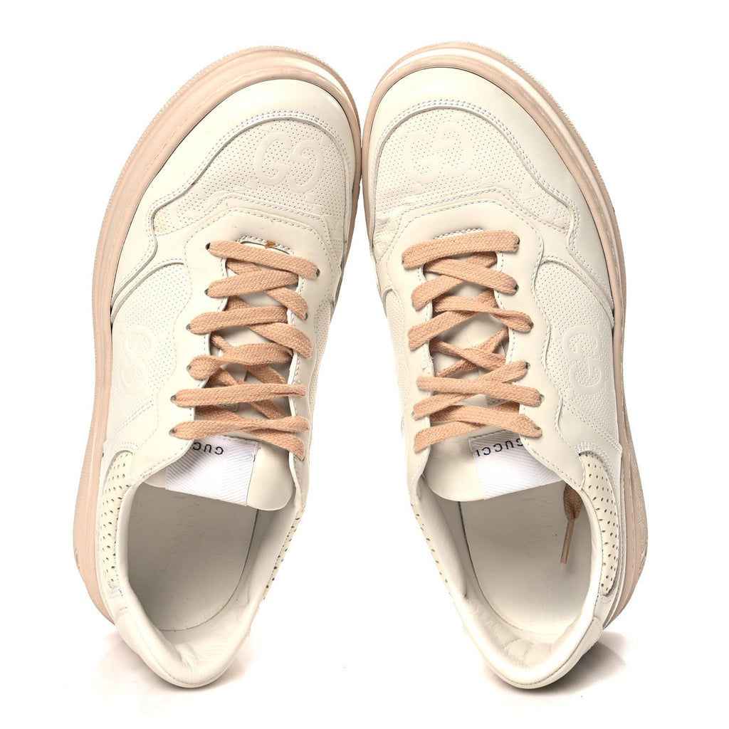 Calfskin GG Tennis Embossed Womens Platform 55mm Sneakers 40 White