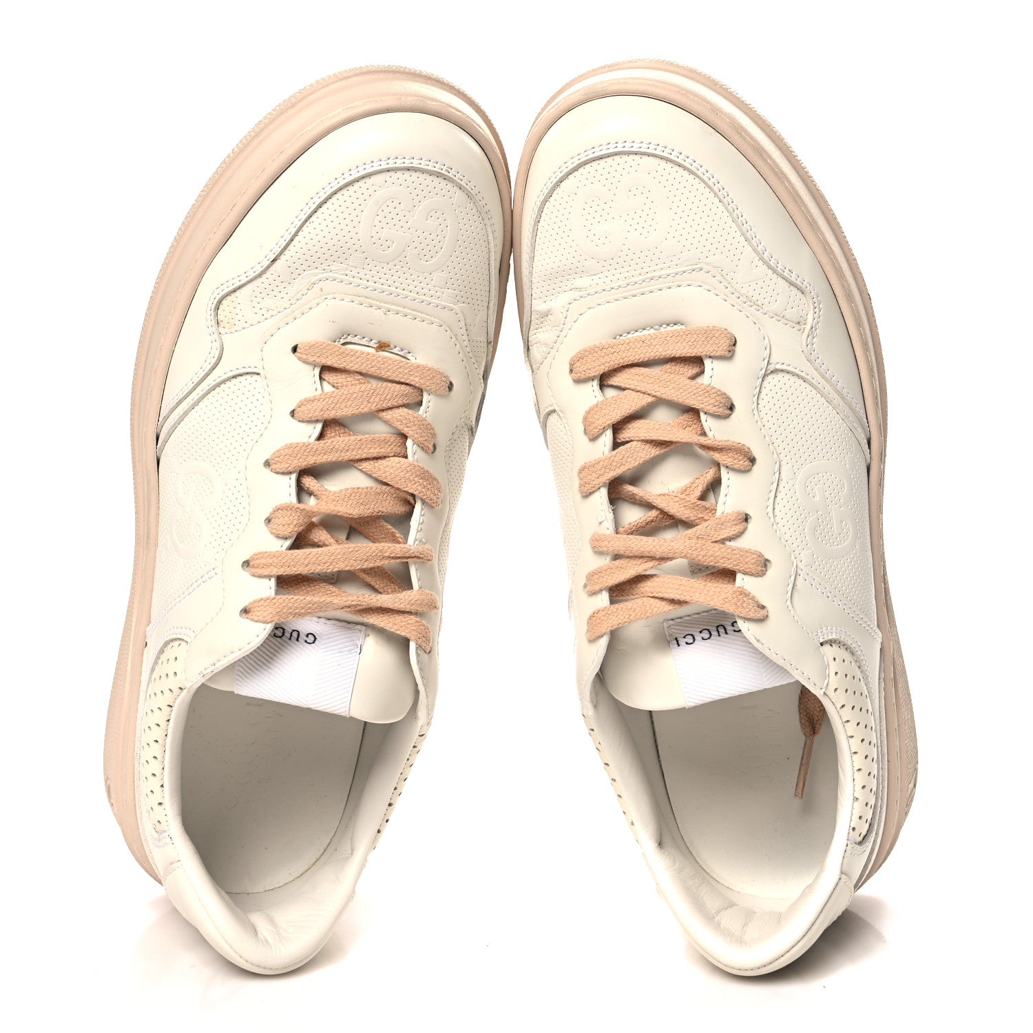 Calfskin GG Tennis Embossed Womens Platform 55mm Sneakers 40 White