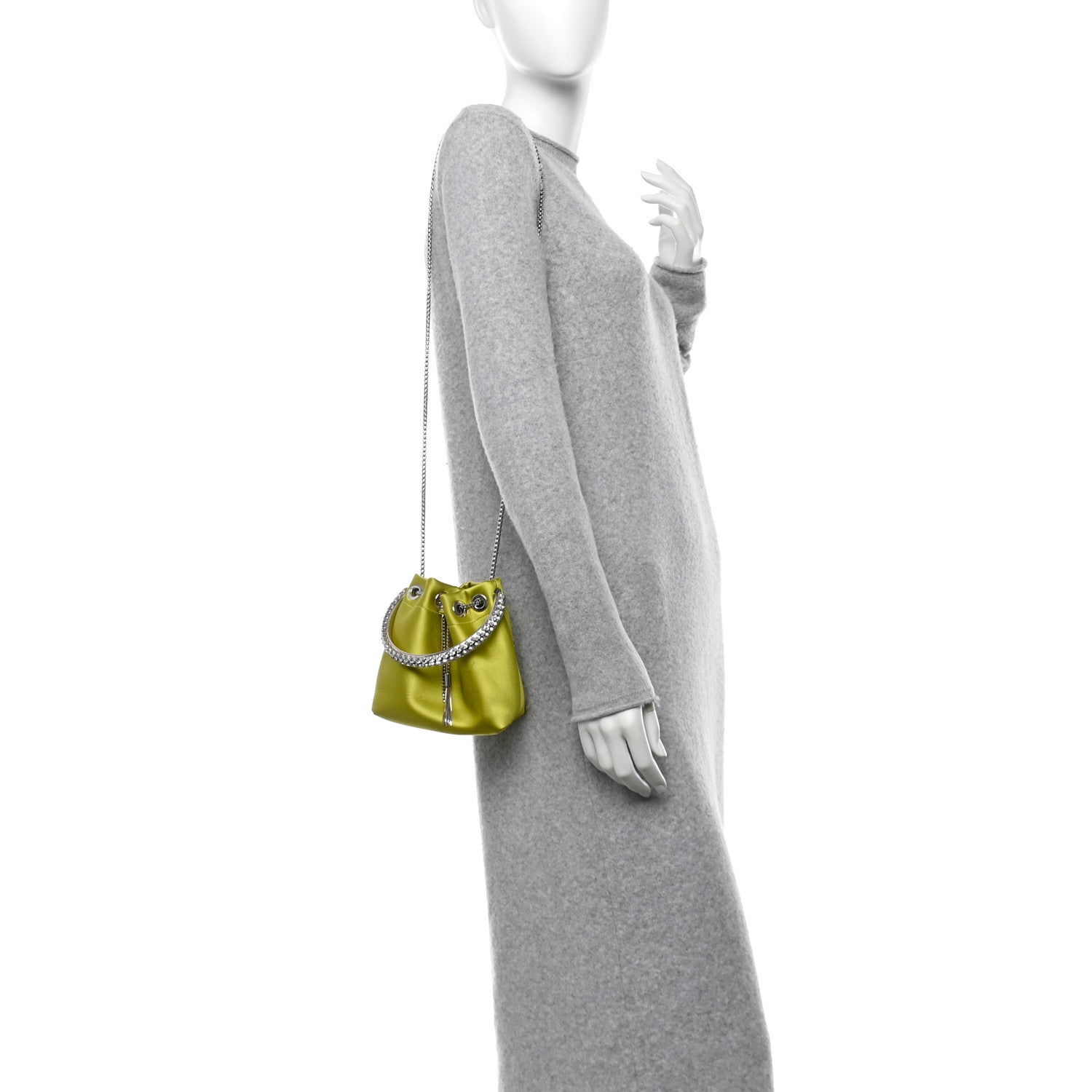 Satin Crystal Embellished Bon Bon Bag Lime
