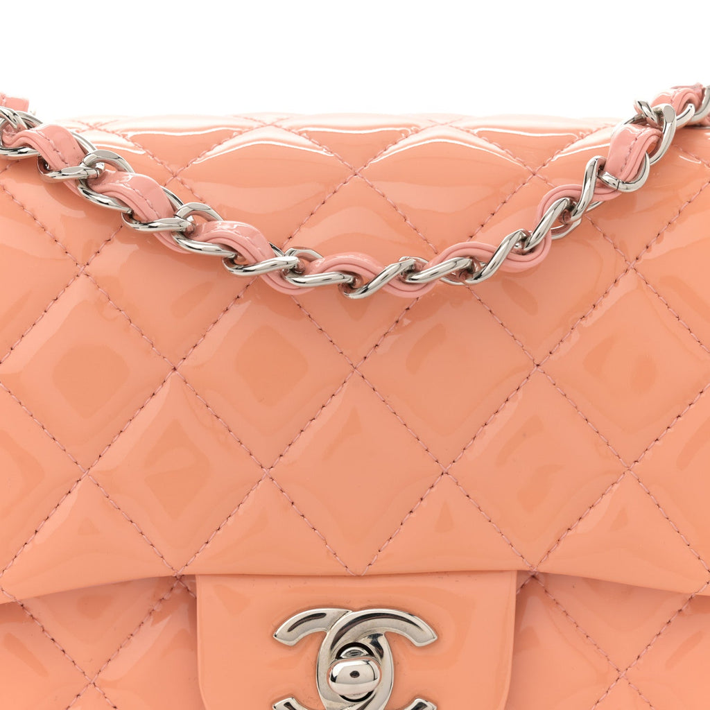 Patent Quilted Mini Square Flap Pink
