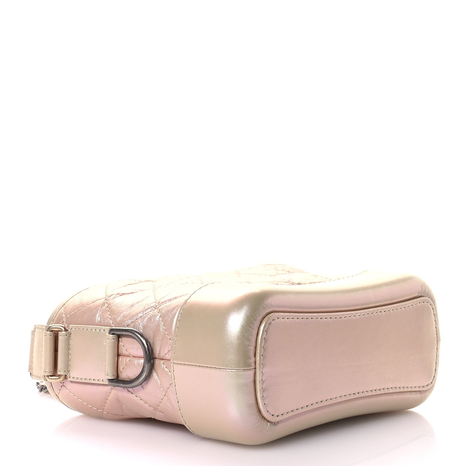 Iridescent Aged Calfskin Quilted Small Gabrielle Hobo Light Pink