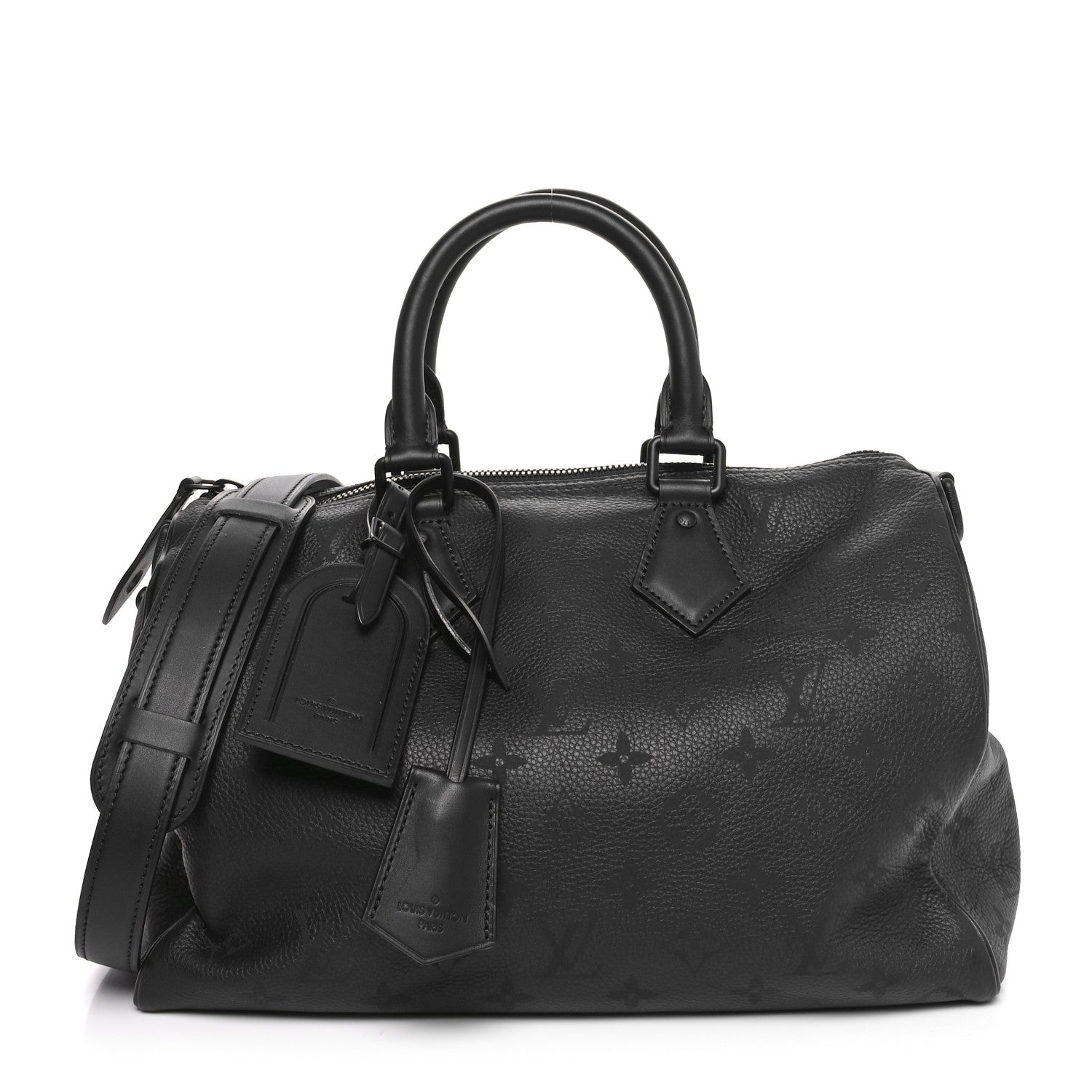 Calfskin Monogram Speedy P9 Bandouliere 30 Ultra Black