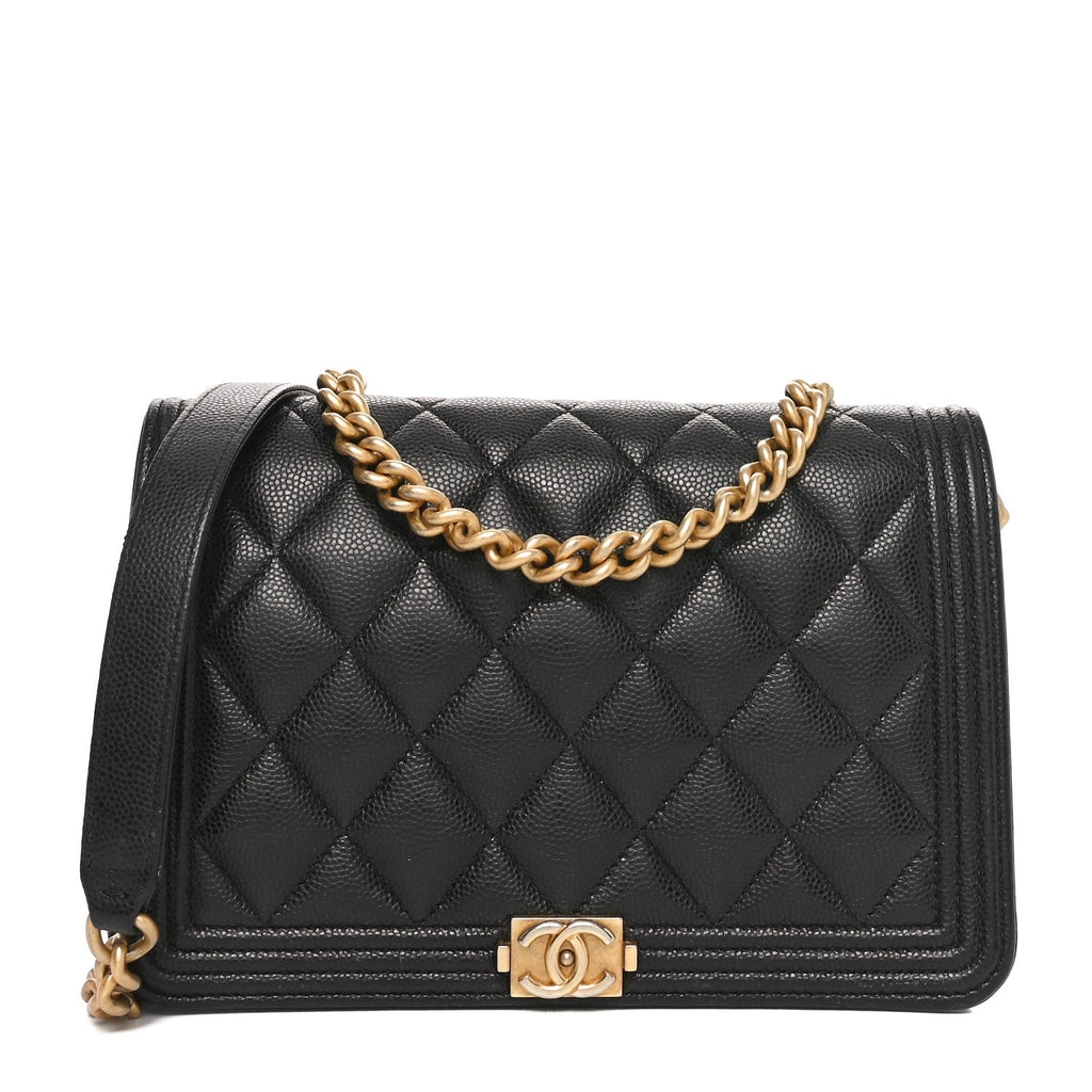 Caviar Quilted Boy Wallet On Chain WOC Black