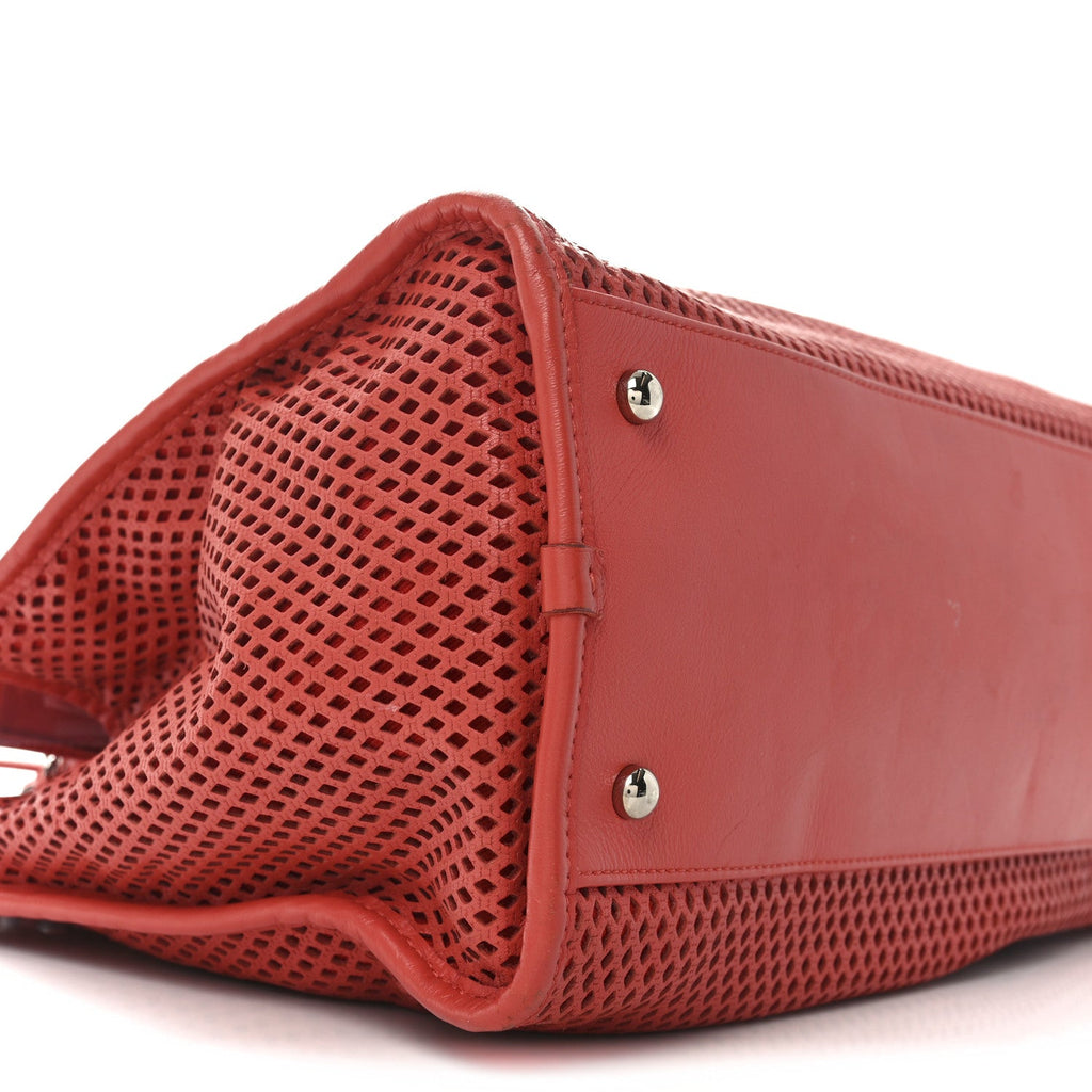 Calfskin Perforated Up In The Air Tote Red