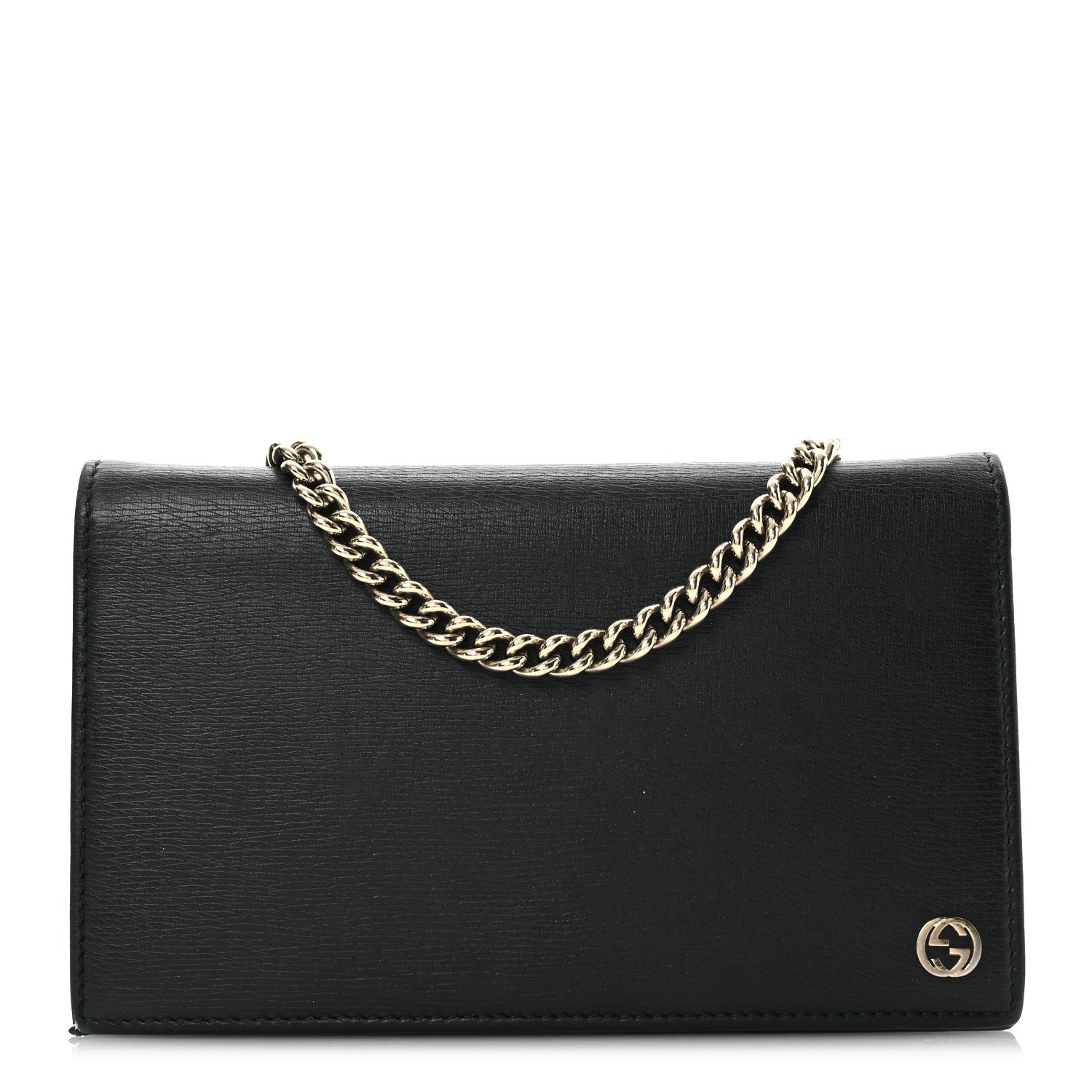 Textured Calfskin Medium Betty Chain Wallet Black