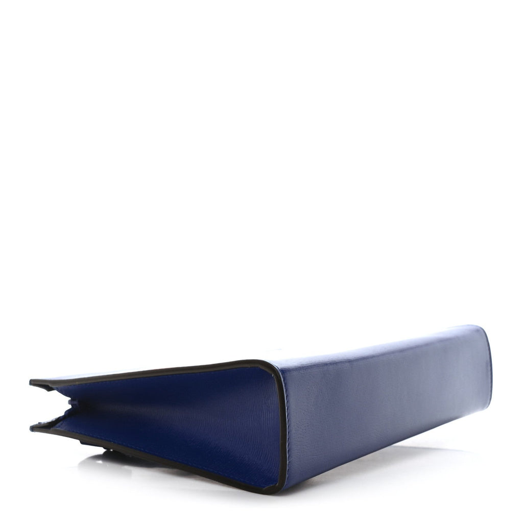 New Shanghai Calfskin Interlocking G Logo Wristlet Pouch Cobalt Blue Orange