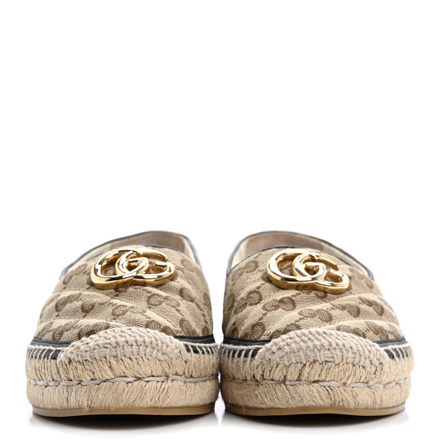 Monogram Matelasse Diagonal GG Marmont Espadrilles 35 Beige Ebony Black