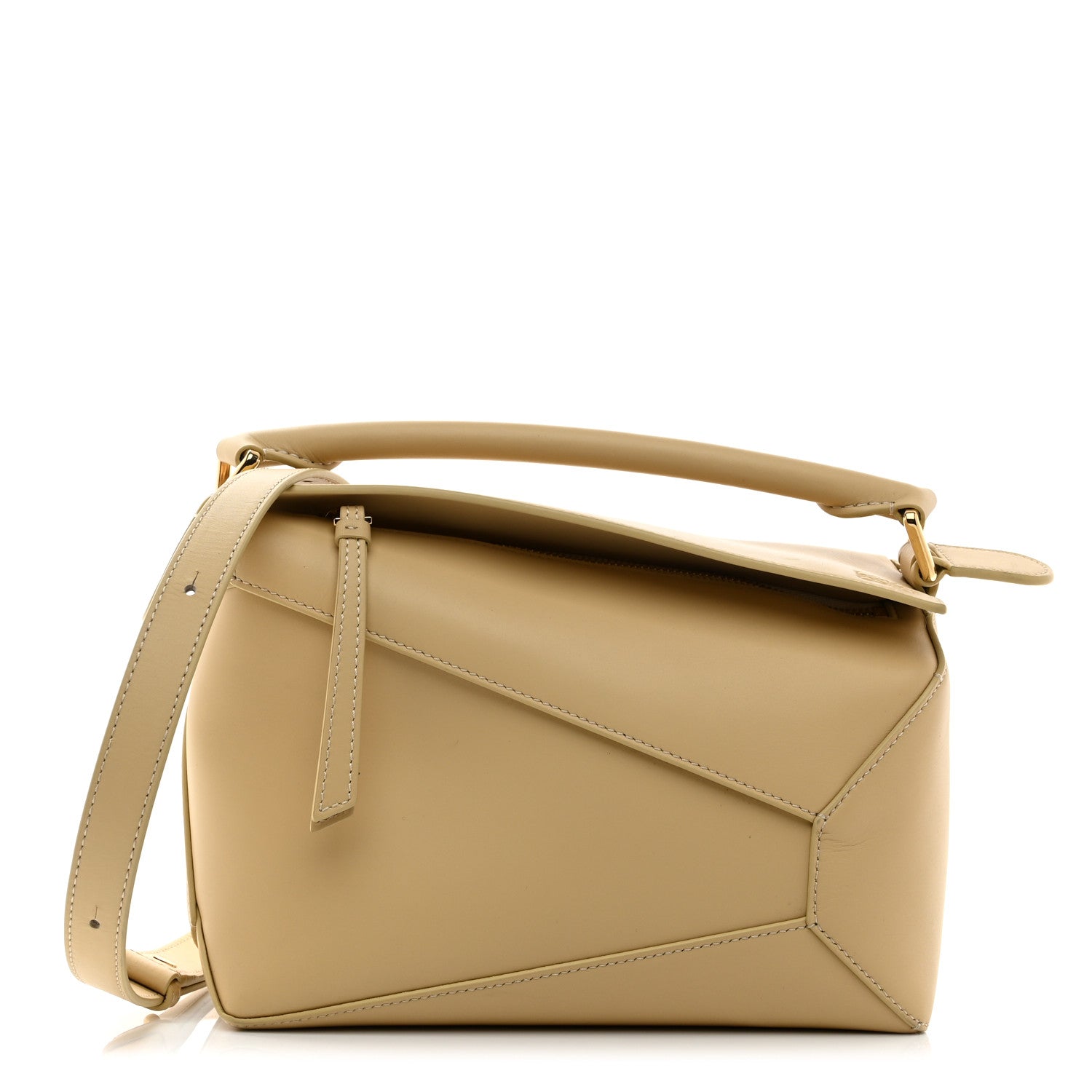 Calfskin Small Puzzle Edge Bag Dark Butter