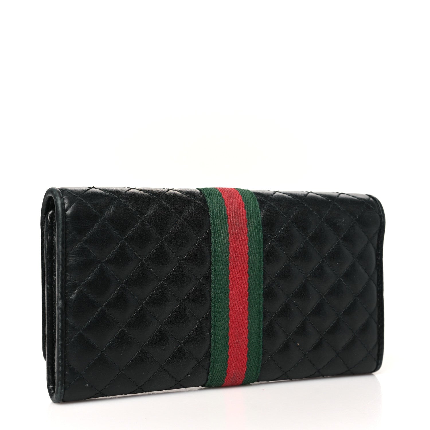 Calfskin Web Trapuntata GG Continental Wallet Black