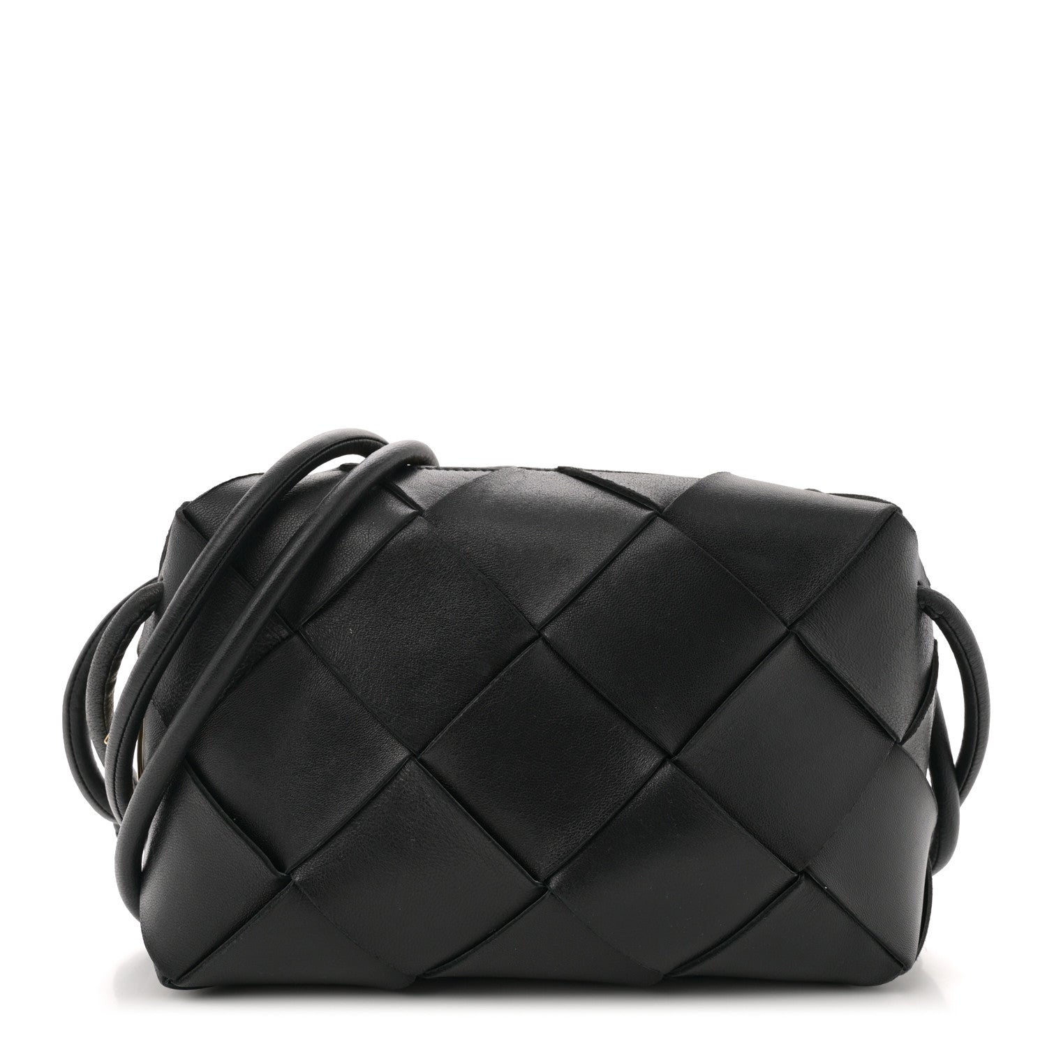 Lambskin Maxi Intrecciato Small Cassette Camera Bag Black