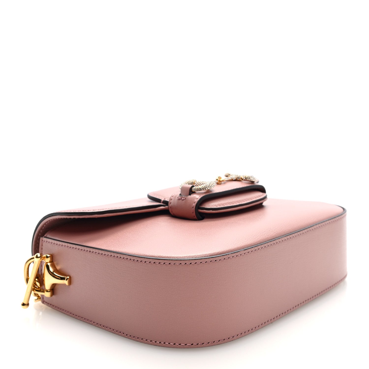 Azalea Calfskin Crystal GG Monogram Mini Horsebit 1955 Shoulder Bag Pink