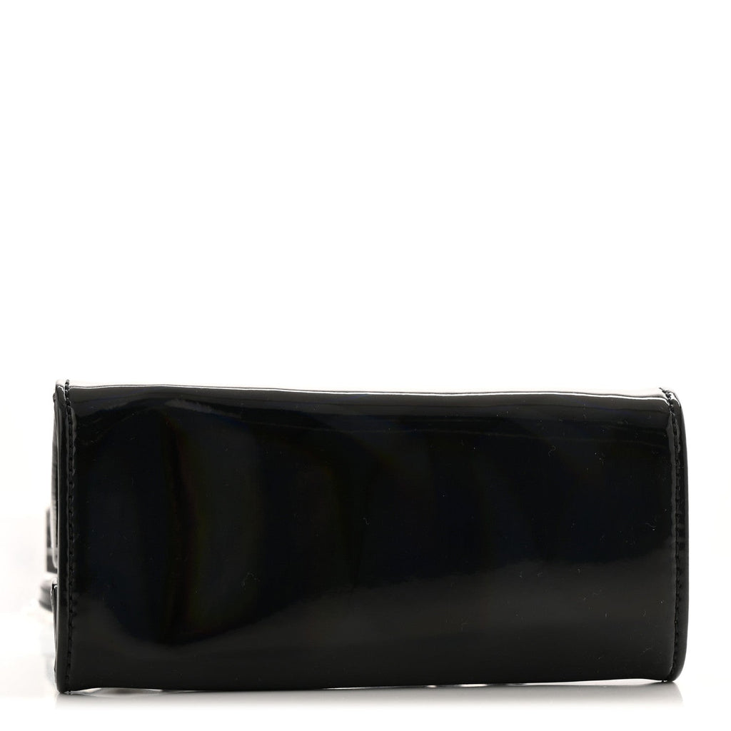 Patent Vegan Leather Small Shopping Bag Black Rainbow