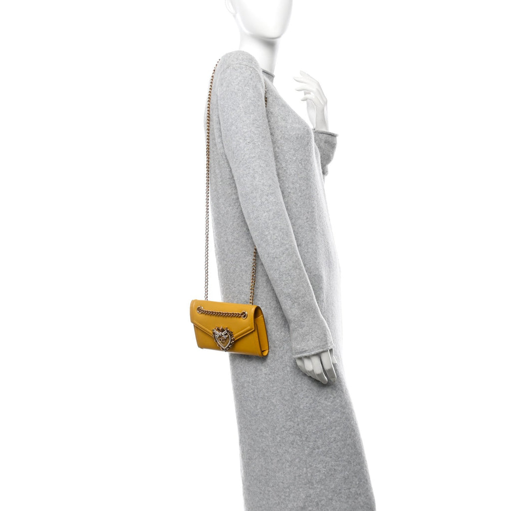 Smooth Calfskin Mini Devotion Envelope Bag Yellow