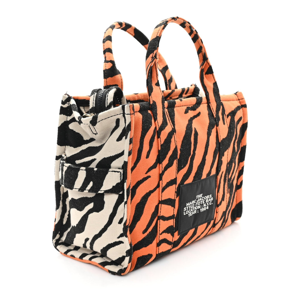Cotton Canvas Zebra Tiger Print Medium The Traveler Tote Bag