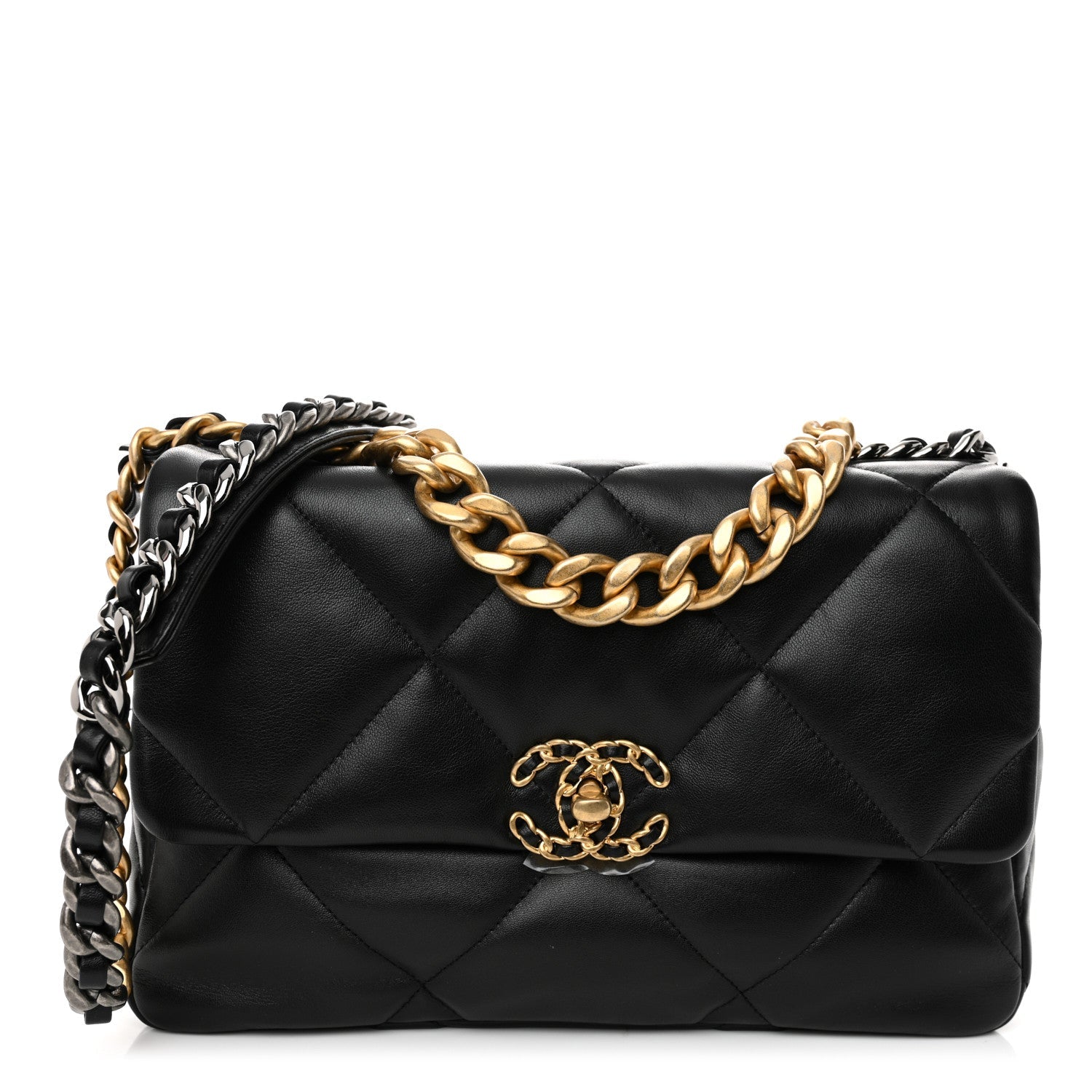 Lambskin Quilted Large Chanel 19 Flap Black