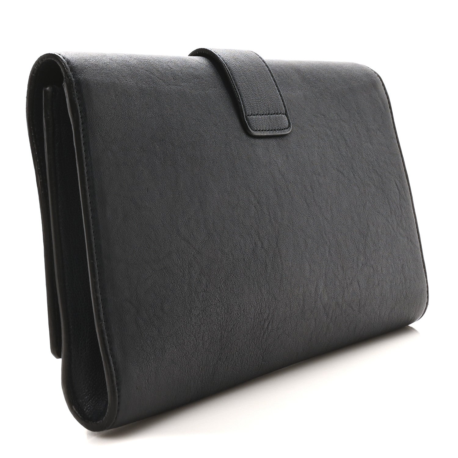 Textured Calfskin Classic Y Ligne Clutch Navy Blue