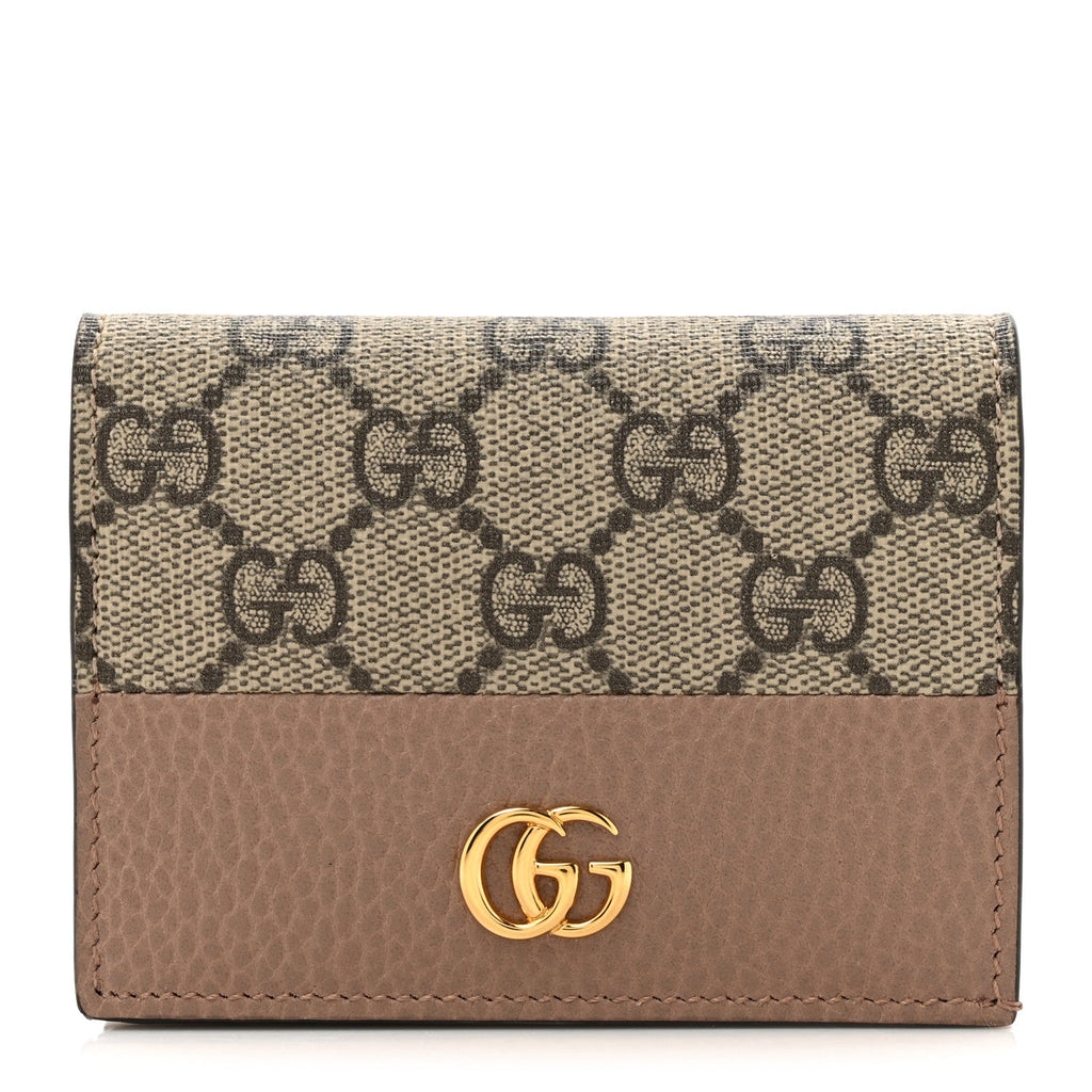 Dollar Calfskin GG Supreme Monogram GG Marmont  Case Porcelain Rose Beige Ebony