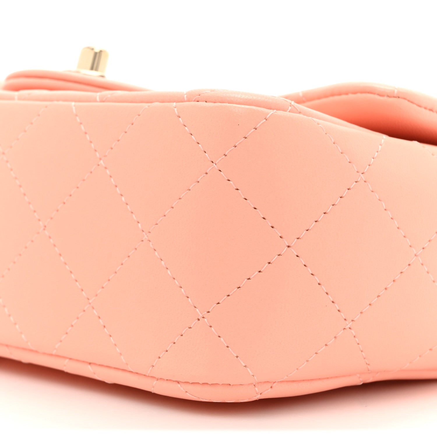 Lambskin Quilted Mini Rectangular Flap Light Orange