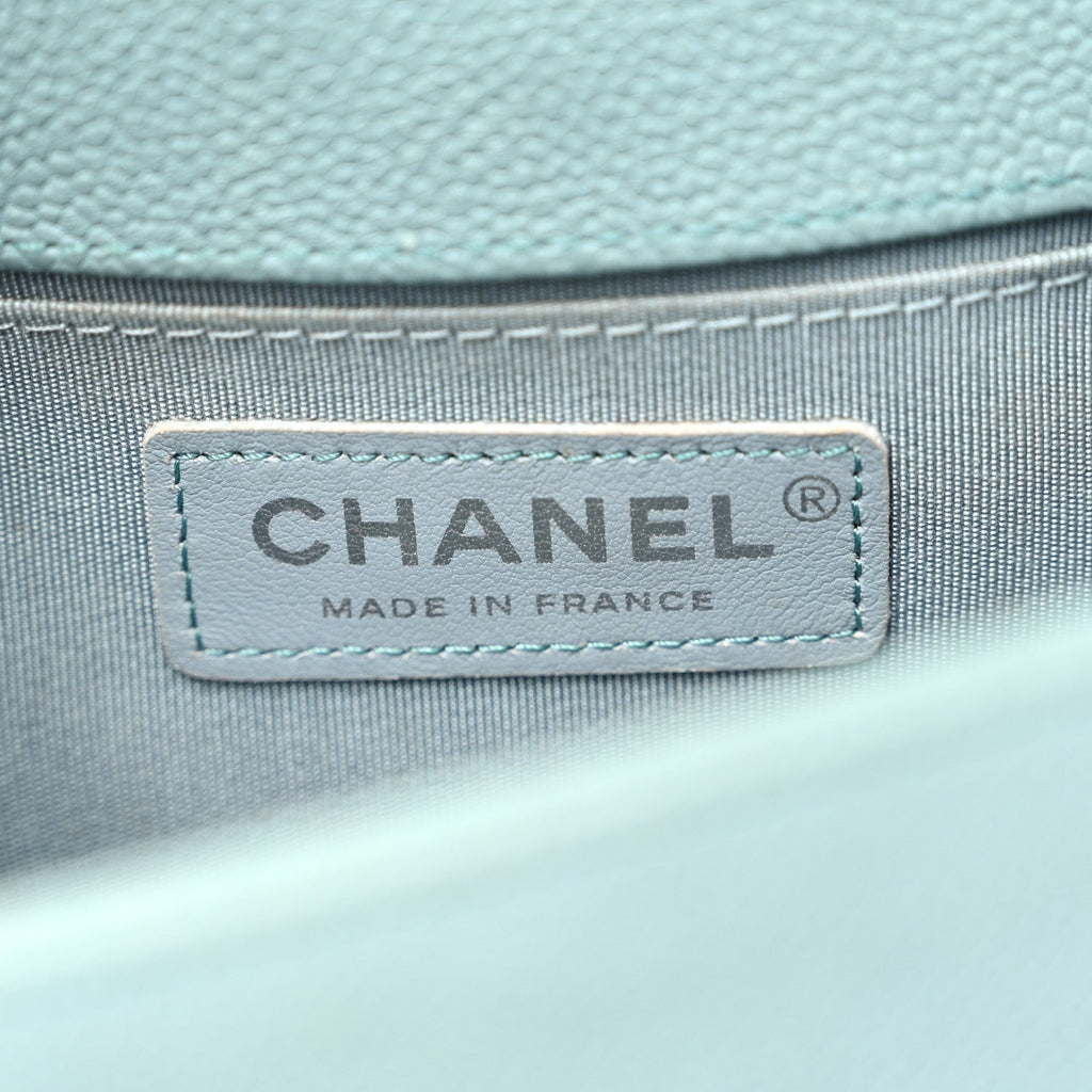 Caviar Quilted Small Boy Flap Light Blue