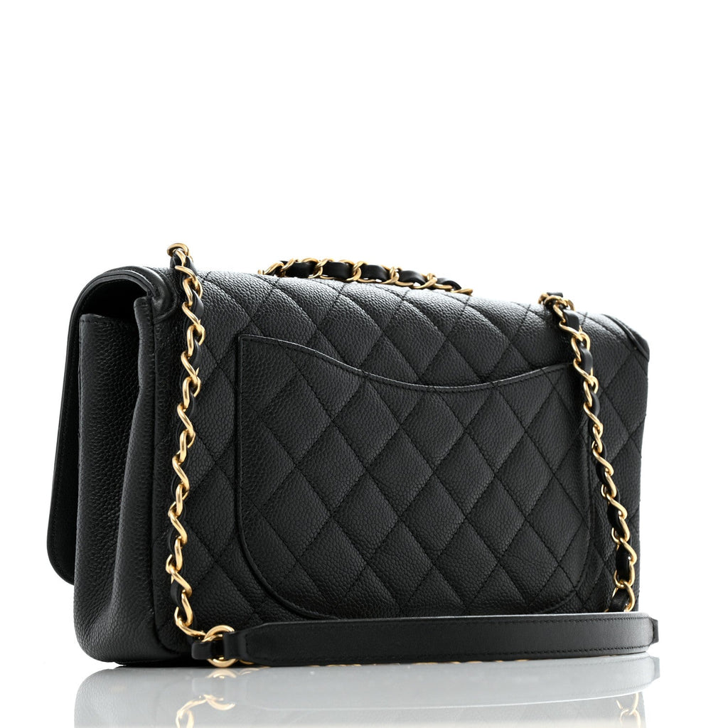 Caviar Quilted Medium CC Filigree Flap Black