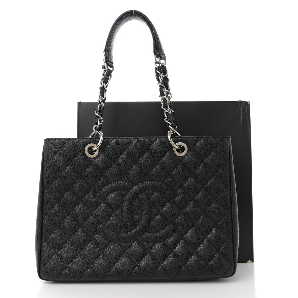 Caviar Quilted Grand Shopping Tote GST Black