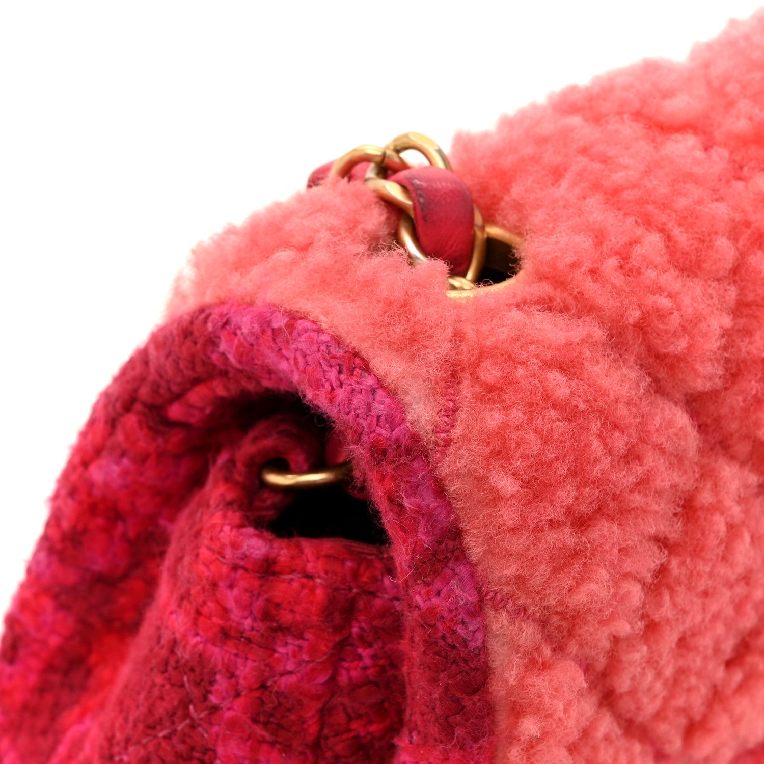 Shearling Tweed Quilted Mini Square Flap Bag Pink