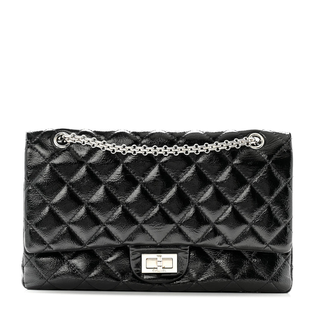 Distressed Patent Quilted 2.55 Reissue 227 Flap Black
