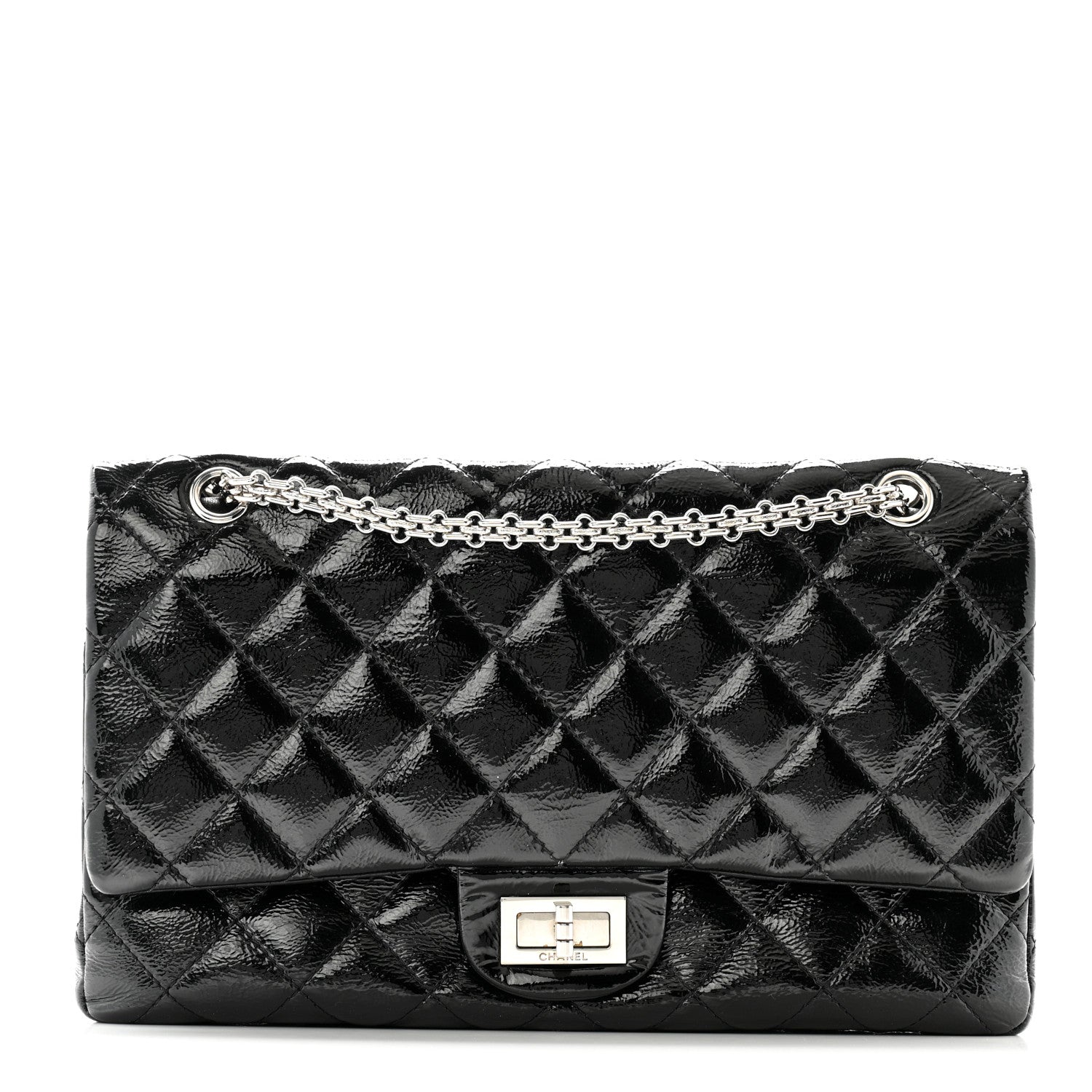 Distressed Patent Quilted 2.55 Reissue 227 Flap Black