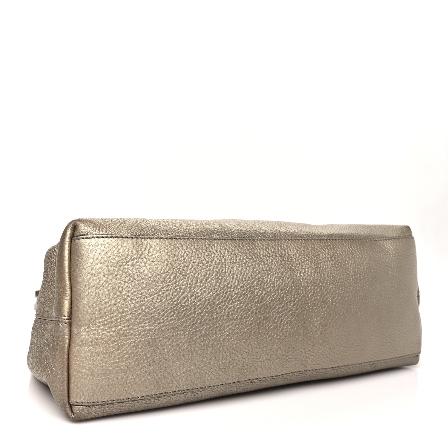 Metallic Pebbled Calfskin Medium Soho Chain Shoulder Bag Golden Beige