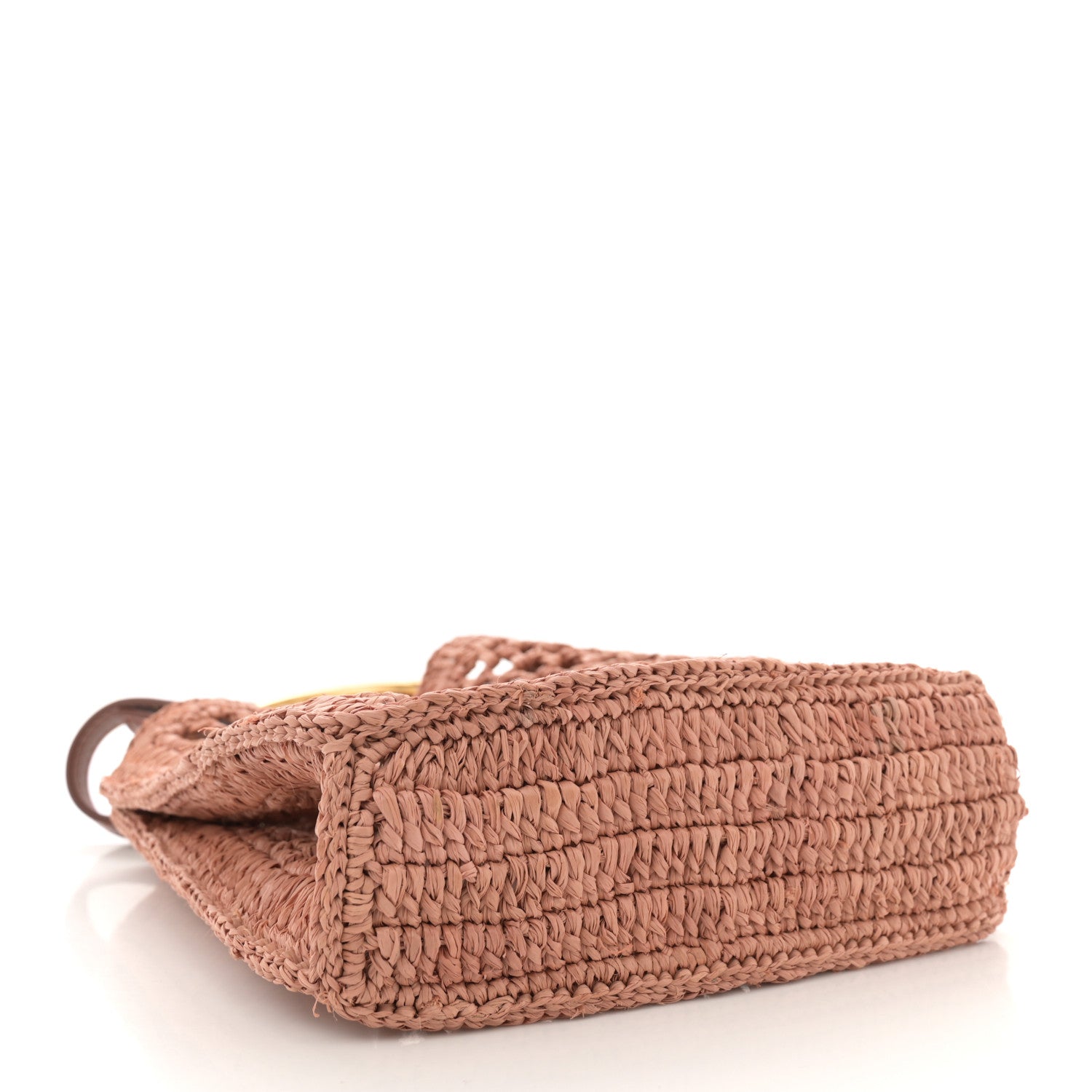 Raffia Calfskin Mini Summer Banana Tote Summery Beige