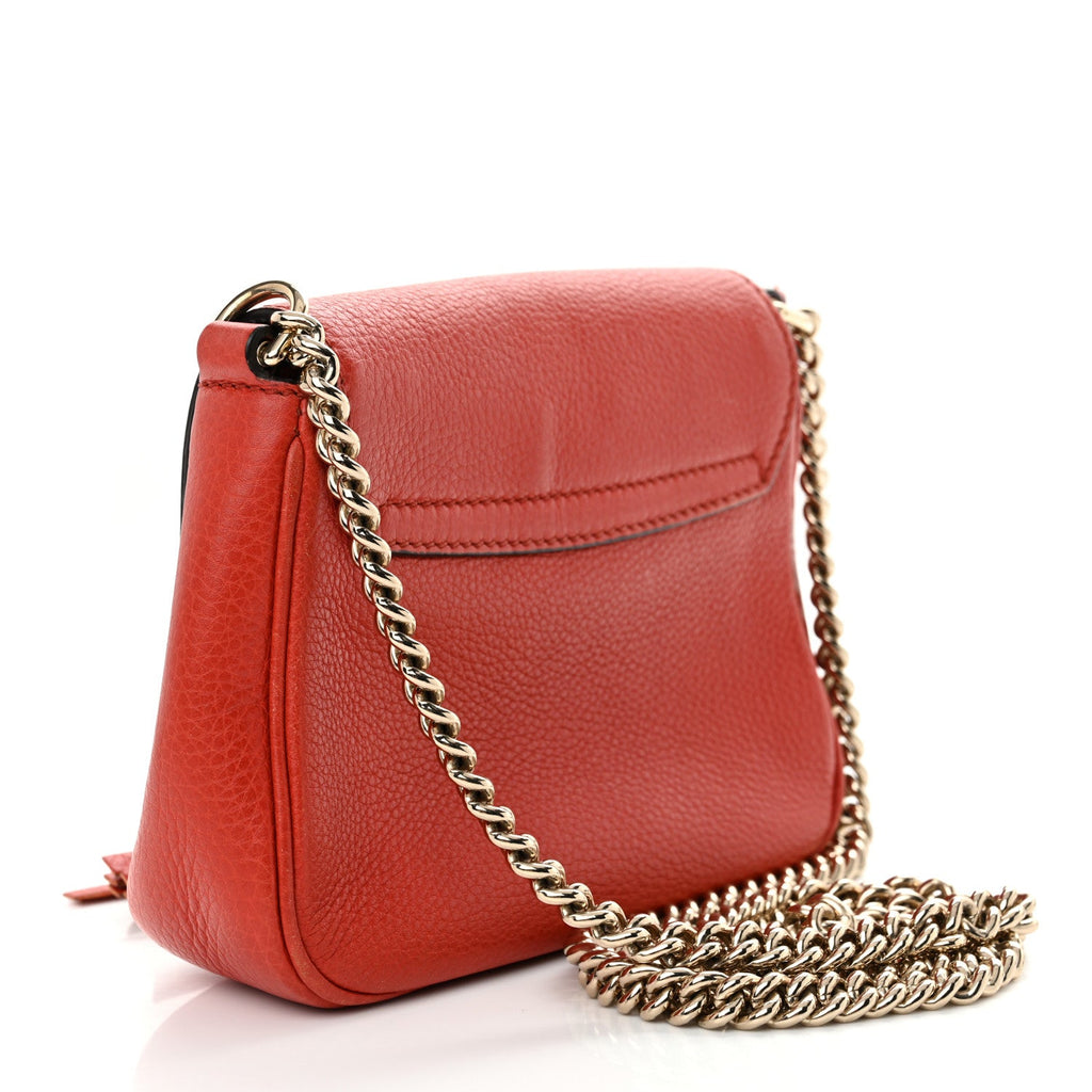 Pebbled Calfskin Small Soho Flap Crossbody Red