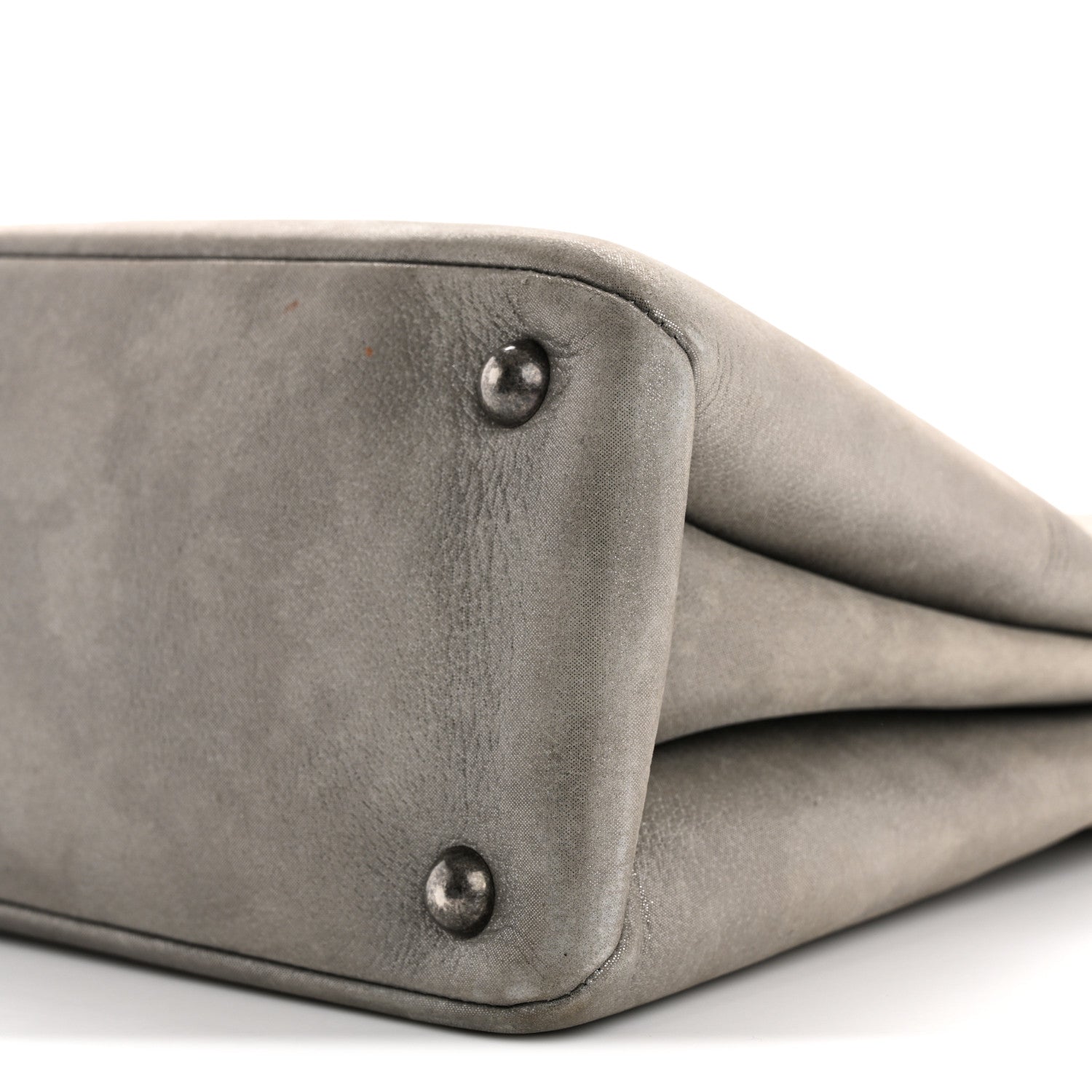 Iridescent Calfskin CC East West Shopping Tote Light Grey
