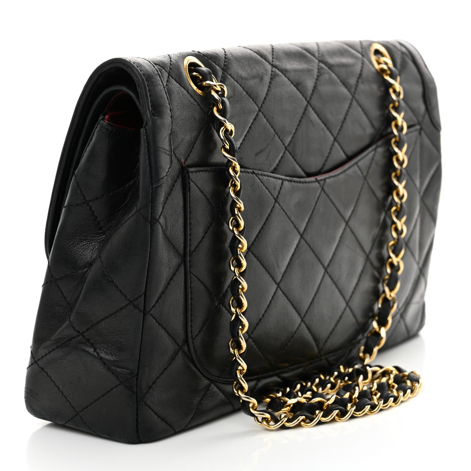 Lambskin Quilted Small Double Flap Black